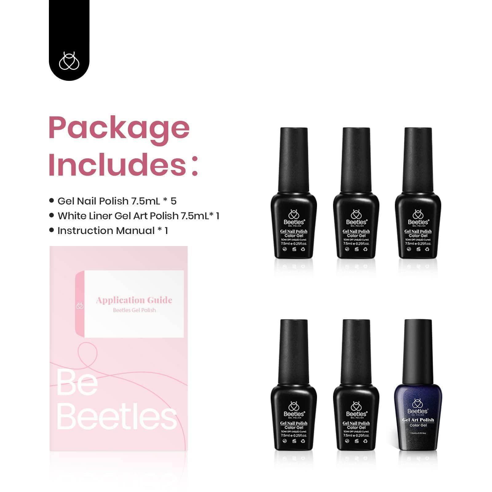 Foto 7 | Set De Esmaltes De Uñas Beetles Pink Gel De 5 Colores Con Esmalte Delineador - Venta Internacional.