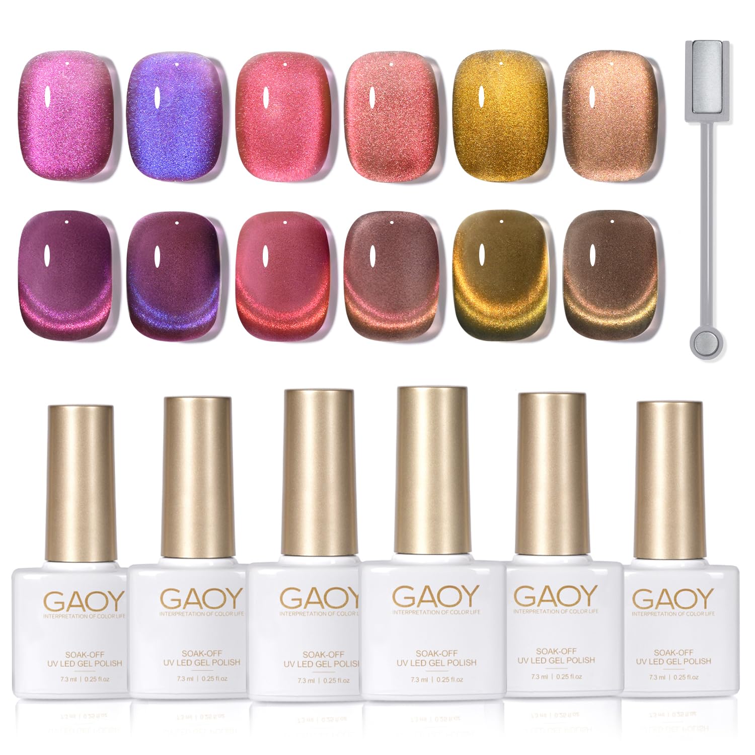 Set De Esmaltes De Uñas Gaoy Polar Aurora Glitter Cat Eye Gel - Venta Internacional.