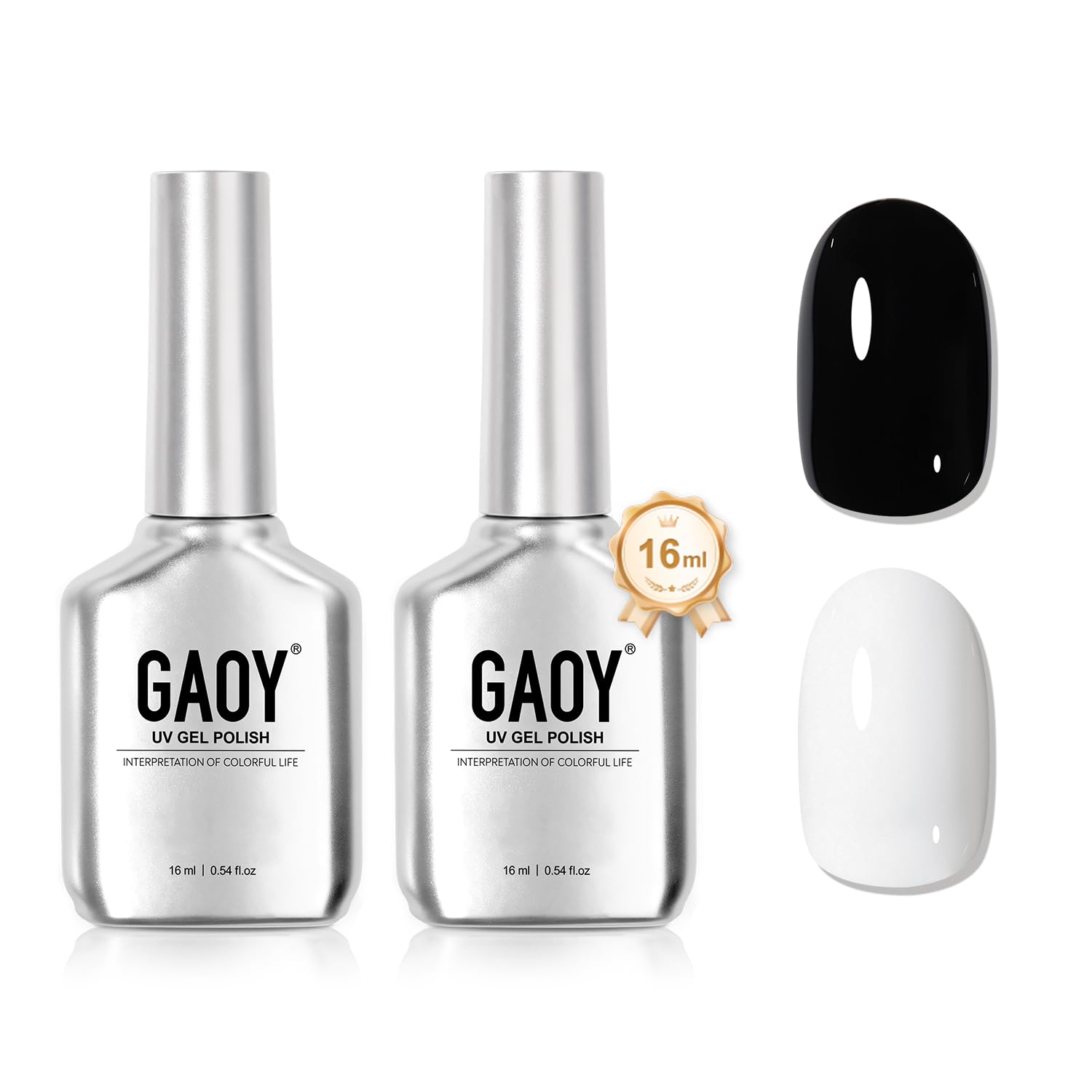 Kit De Esmaltes De Uñas En Gel Gaoy, Blanco Y Negro, 16 Ml, Soak Off Uv - Venta Internacional.