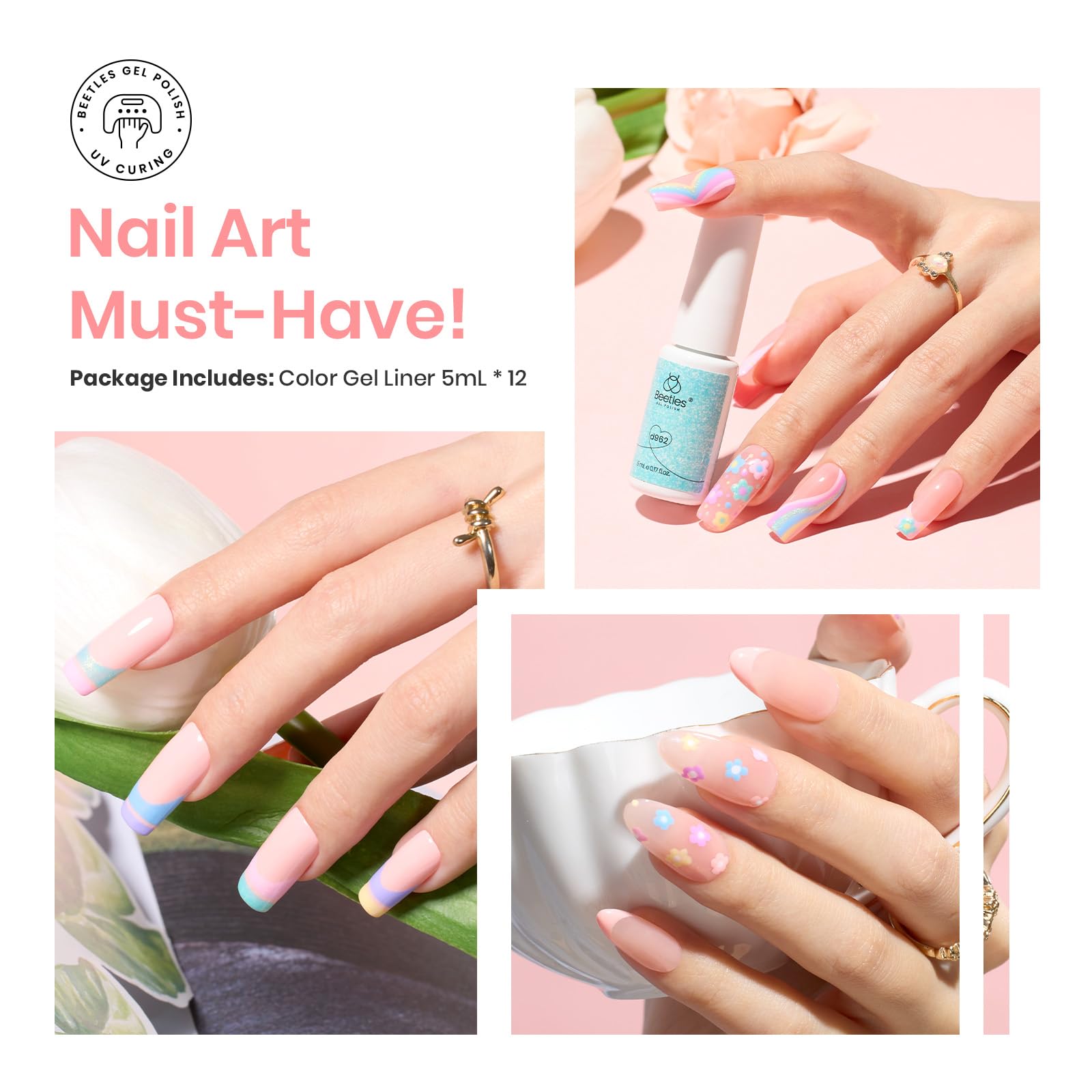 Foto 4 pulgar | Set De Esmaltes En Gel Nail Art Liner, 12 Colores, Beetles Sweet Talk - Venta Internacional.