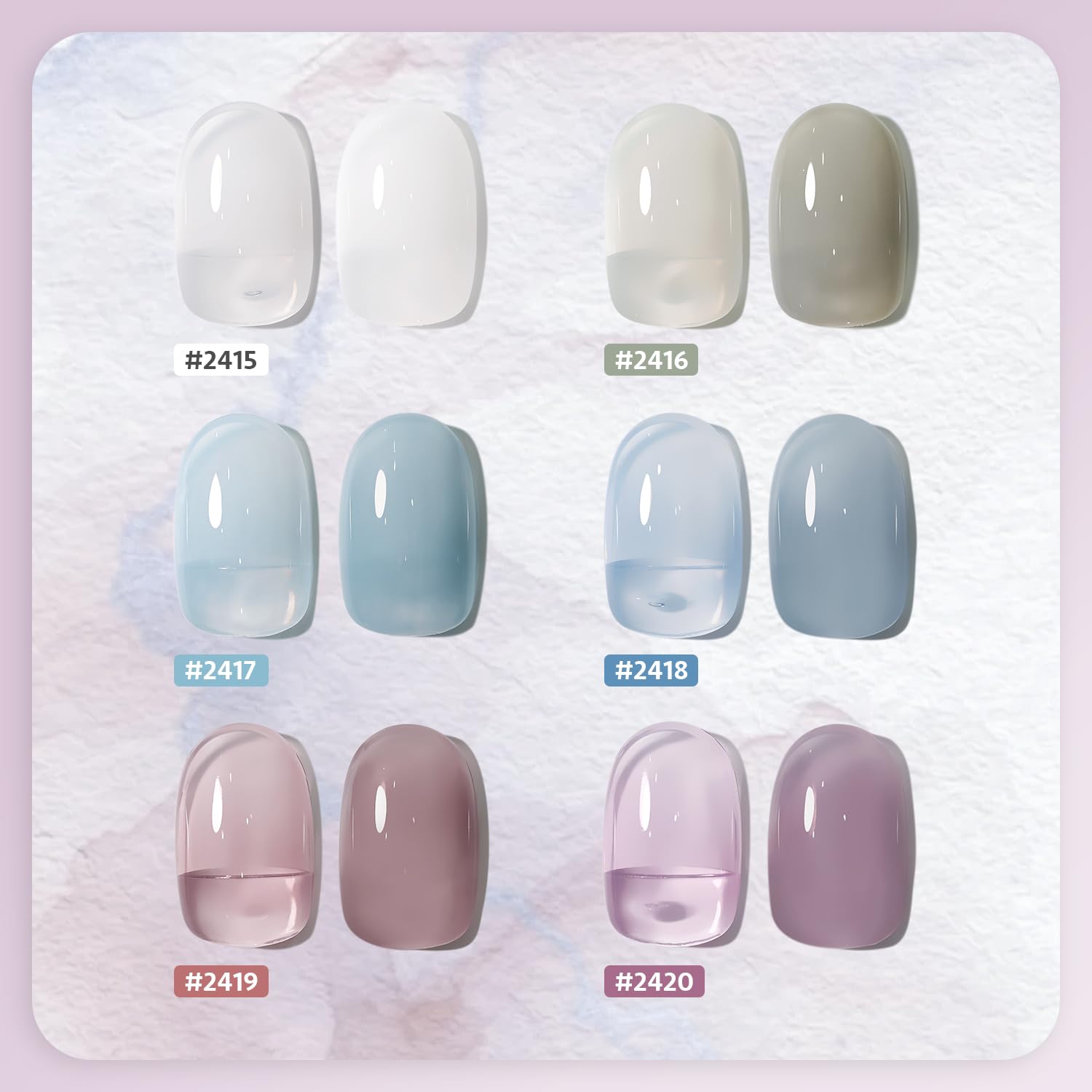 Foto 3 pulgar | Esmalte De Uñas En Gel Gaoy Mizzle Jelly, Blanco Lechoso, Azul, Gris Y Morado - Venta Internacional.