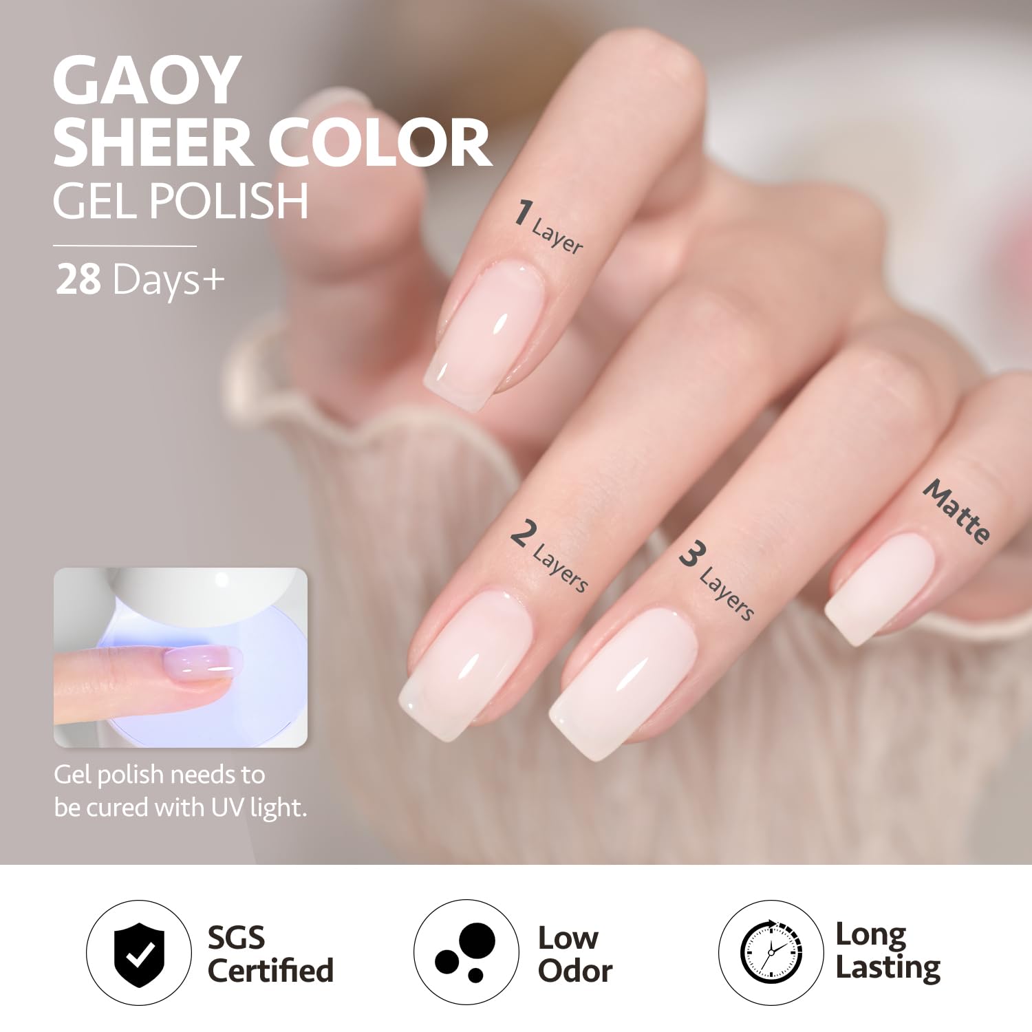 Foto 6 pulgar | Esmalte De Uñas En Gel Gaoy Mizzle Jelly, Blanco Lechoso, Azul, Gris Y Morado - Venta Internacional.