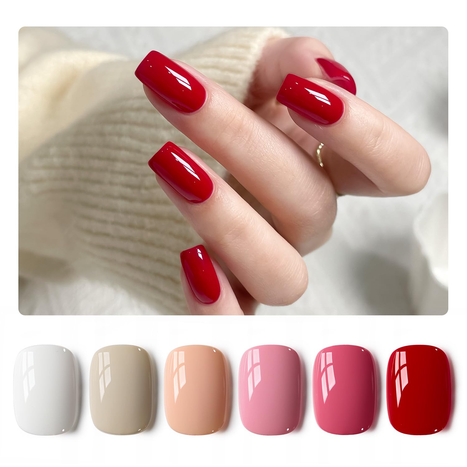 Set De Esmaltes De Uñas En Gel Gaoy Rosa, Rojo Y Blanco, 6 Colores, 7,3 Ml - Venta Internacional.