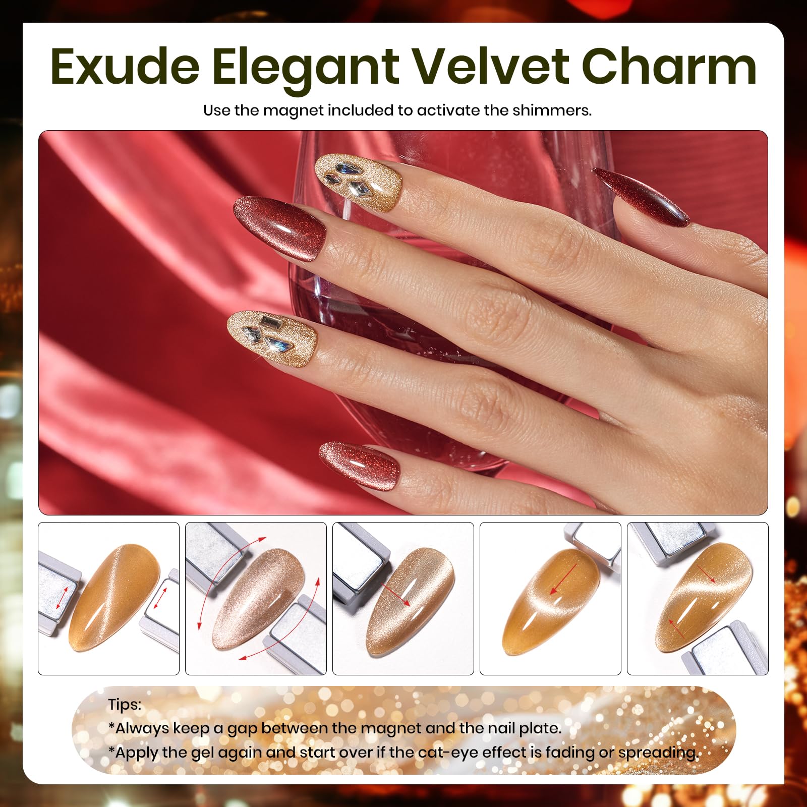 Foto 5 pulgar | Set De Esmaltes De Uñas En Gel Beetles Cat Eye, 6 Colores Con Imán, 7,5 Ml - Venta Internacional.