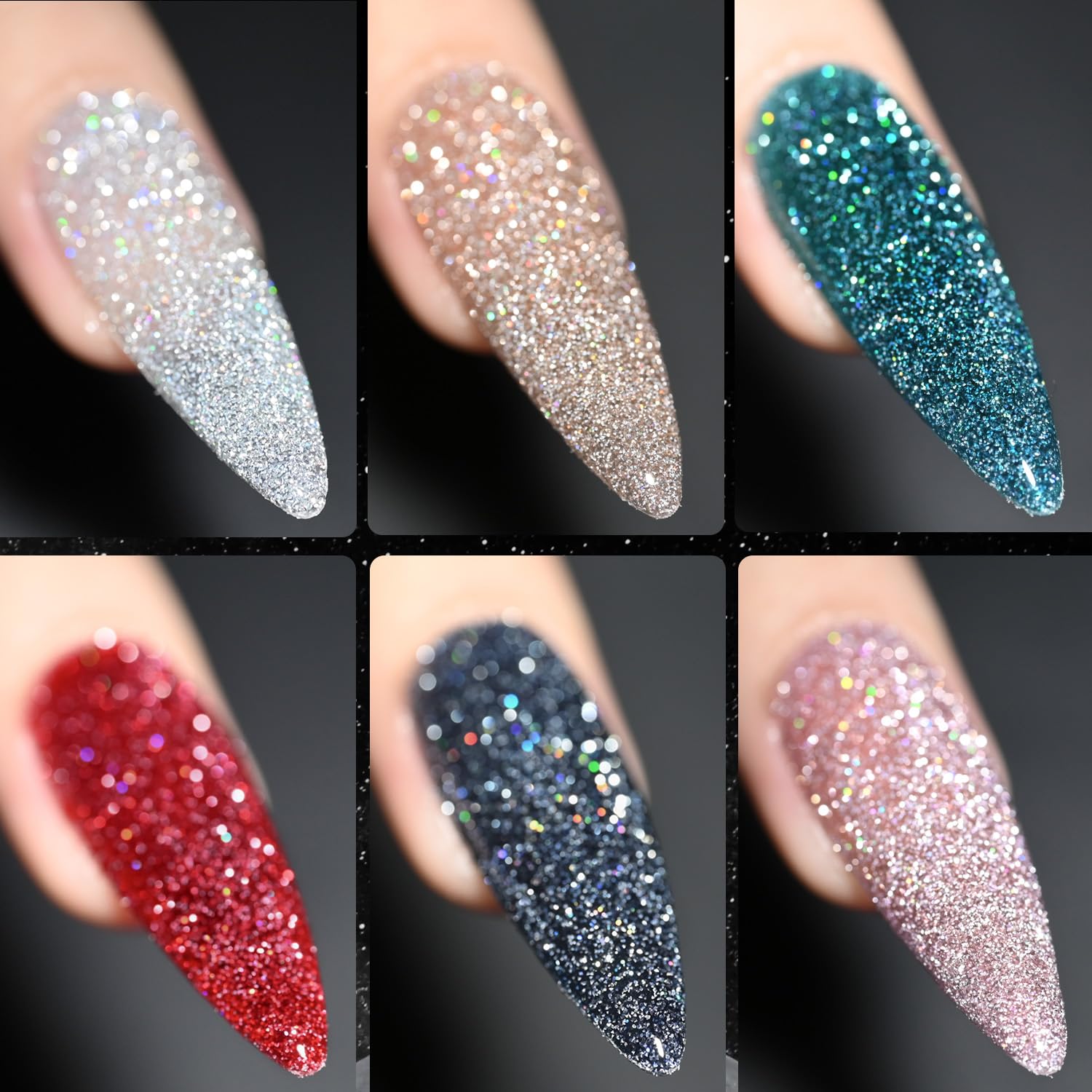 Set De Esmaltes De Uñas Gaoy Reflective Glitter, 6 Colores, 7,3 Ml - Venta Internacional.