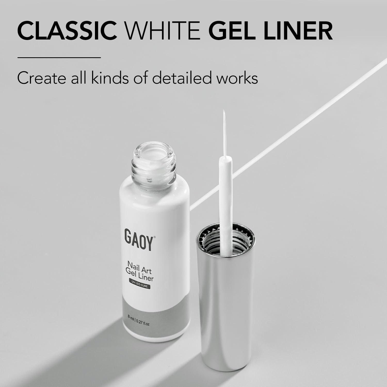 Foto 7 pulgar | Esmalte De Uñas En Gel Gaoy White Swirl Art Liner De 8 Ml Con Brocha Fina - Venta Internacional.