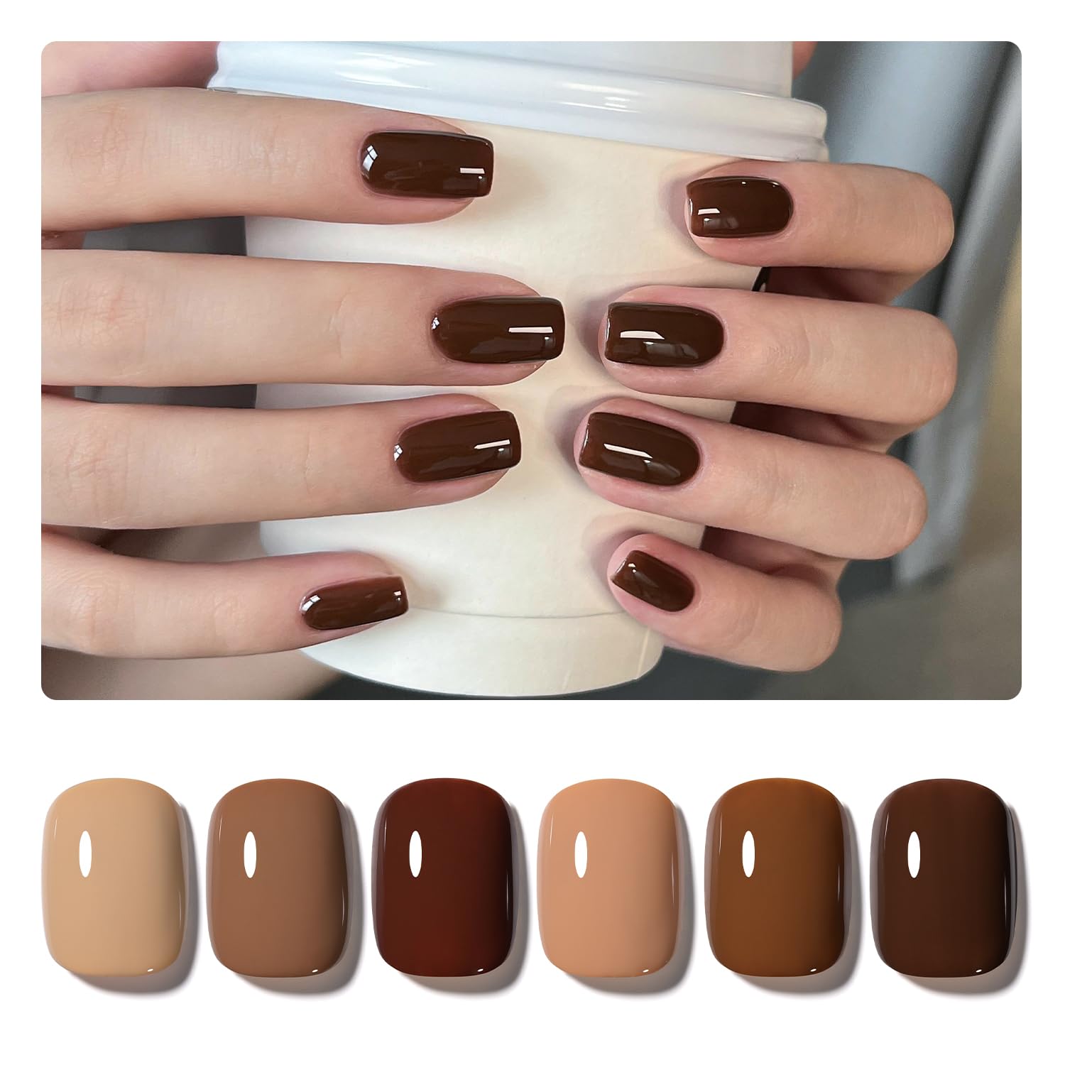 Set De Esmaltes De Uñas En Gel Gaoy Brown Caramel Nude Red, 6,5 Ml X 6 - Venta Internacional.