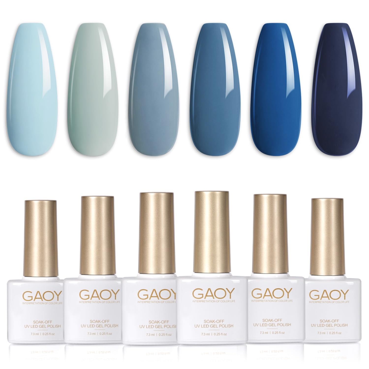 Set De Esmaltes De Uñas En Gel Gaoy, Azul Marino, 6 Colores, 7,3 Ml, Luz Uv - Venta Internacional.