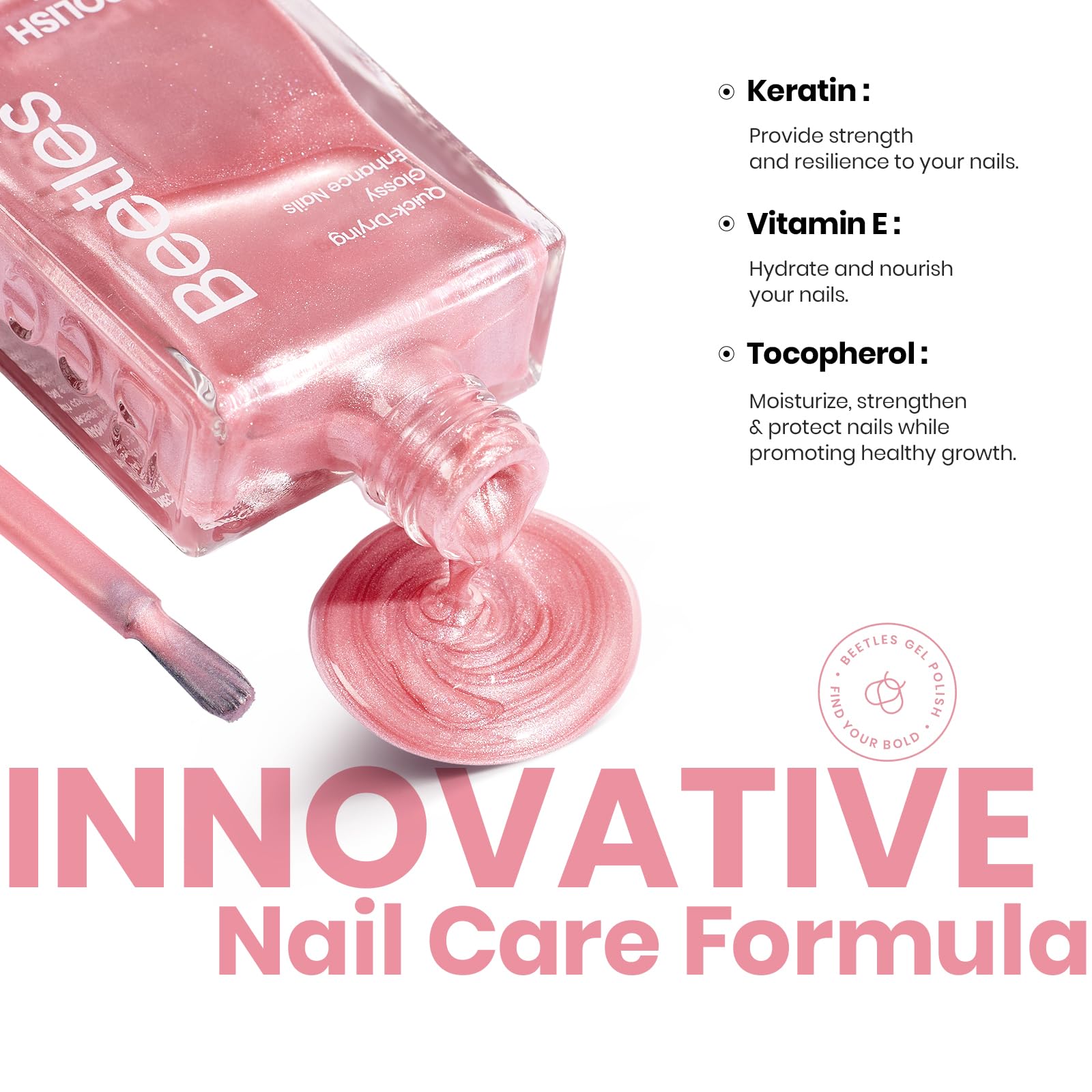 Foto 2 | Esmalte De Uñas Beetles Romantic Reverie Pink Rose Pearl 15 Ml - Venta Internacional.