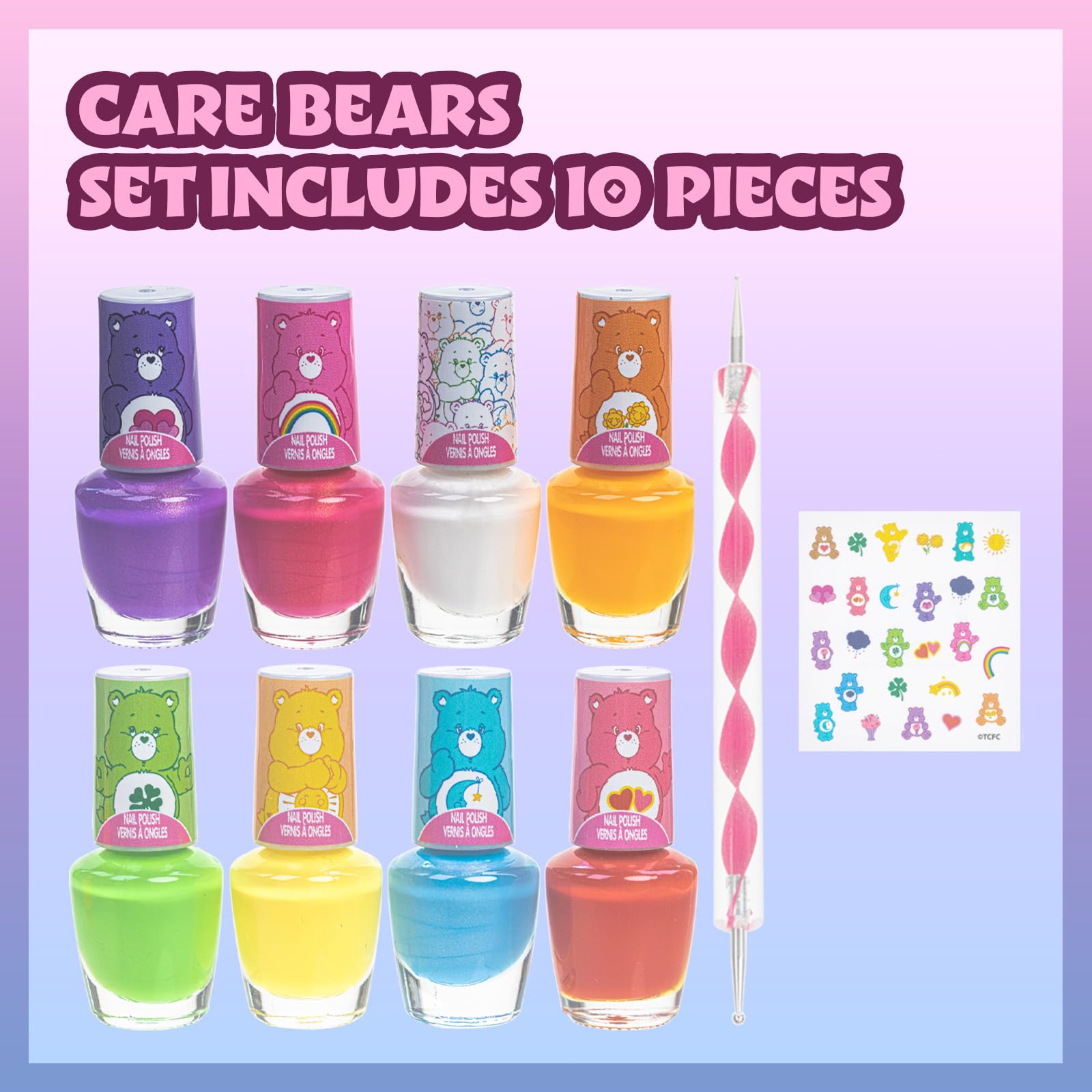 Foto 3 pulgar | Set De Esmaltes De Uñas Townley Girl Care Bears De 8 Piezas Con Pegatinas - Venta Internacional.