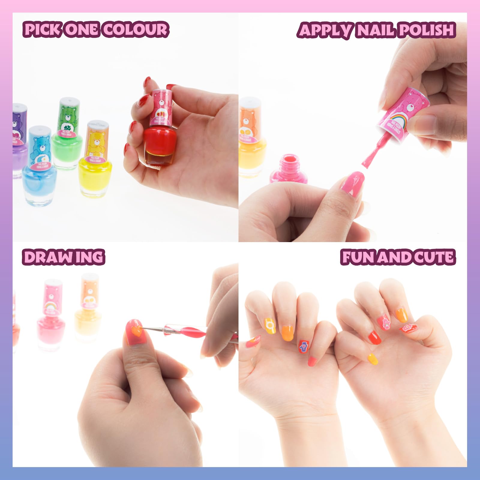 Foto 5 pulgar | Set De Esmaltes De Uñas Townley Girl Care Bears De 8 Piezas Con Pegatinas - Venta Internacional.