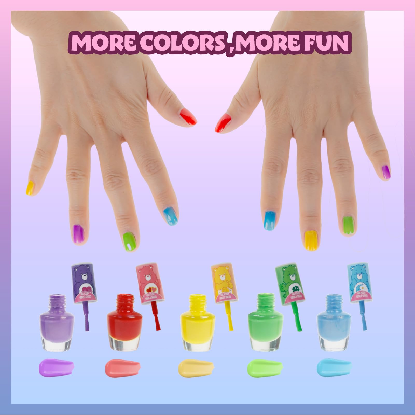 Foto 7 pulgar | Set De Esmaltes De Uñas Townley Girl Care Bears De 8 Piezas Con Pegatinas - Venta Internacional.