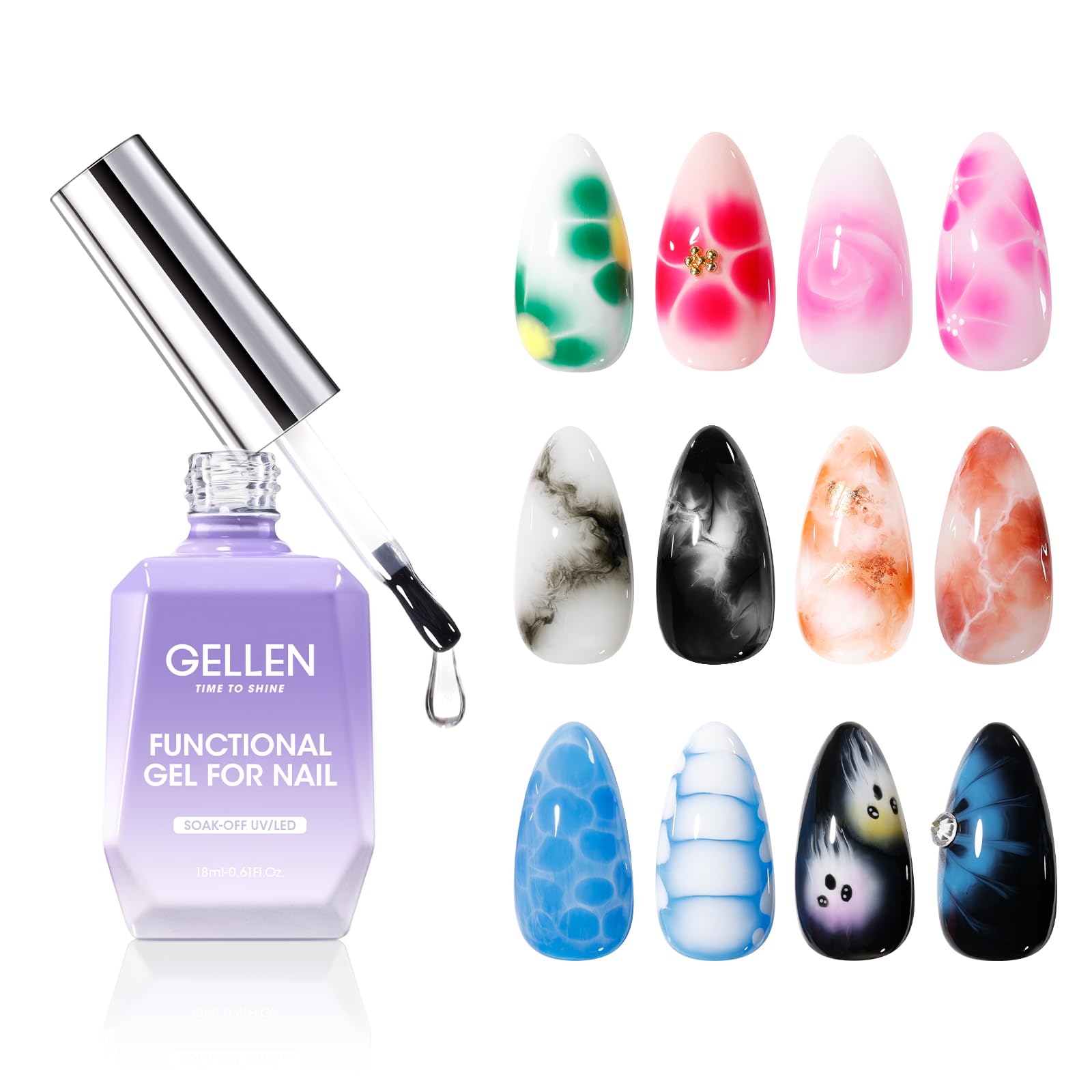 Foto 2 pulgar | Esmalte De Uñas En Gel Gellen Blooming, 18 Ml, Transparente Y Resistente A Los Rayos Uv - Venta Internacional.