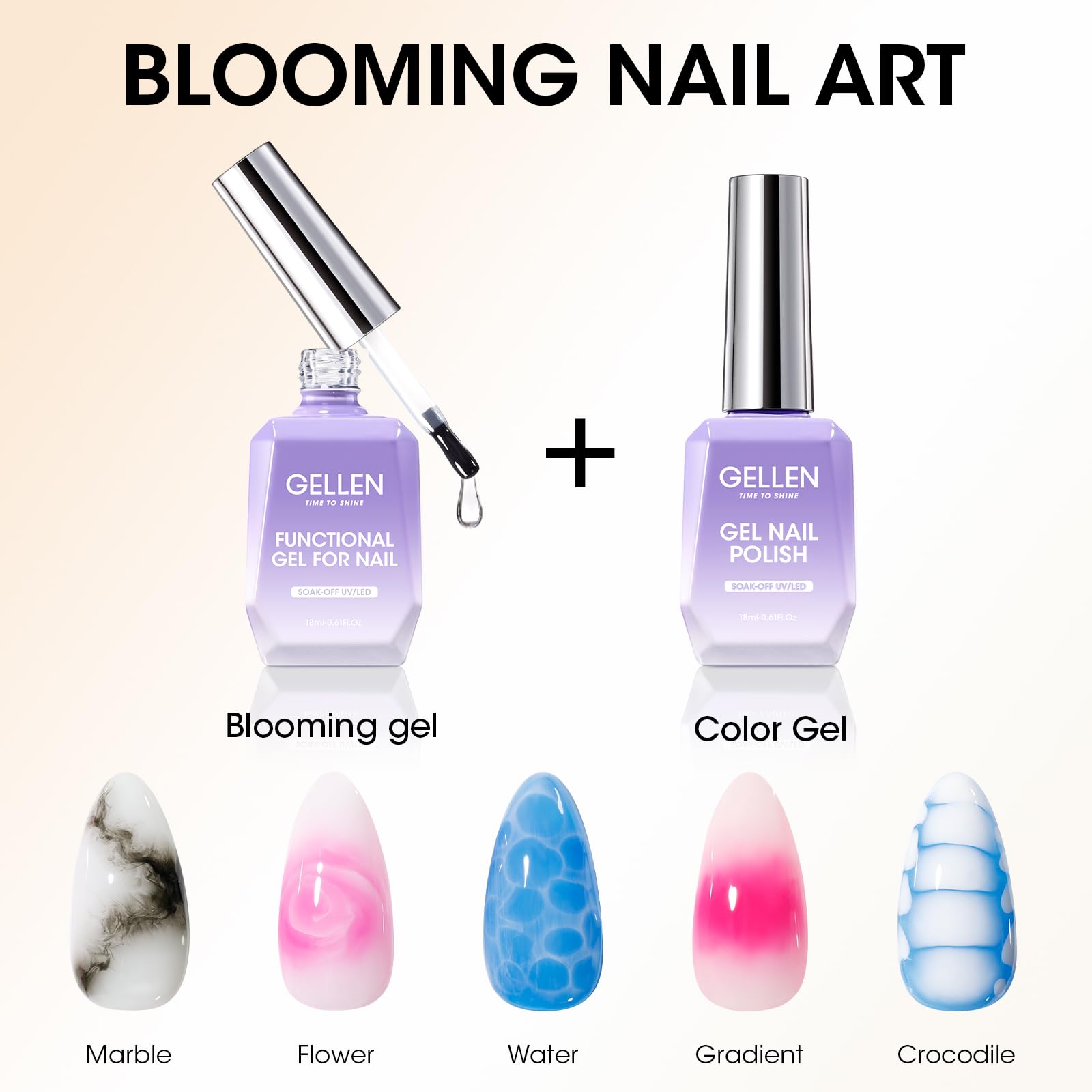 Foto 3 pulgar | Esmalte De Uñas En Gel Gellen Blooming, 18 Ml, Transparente Y Resistente A Los Rayos Uv - Venta Internacional.