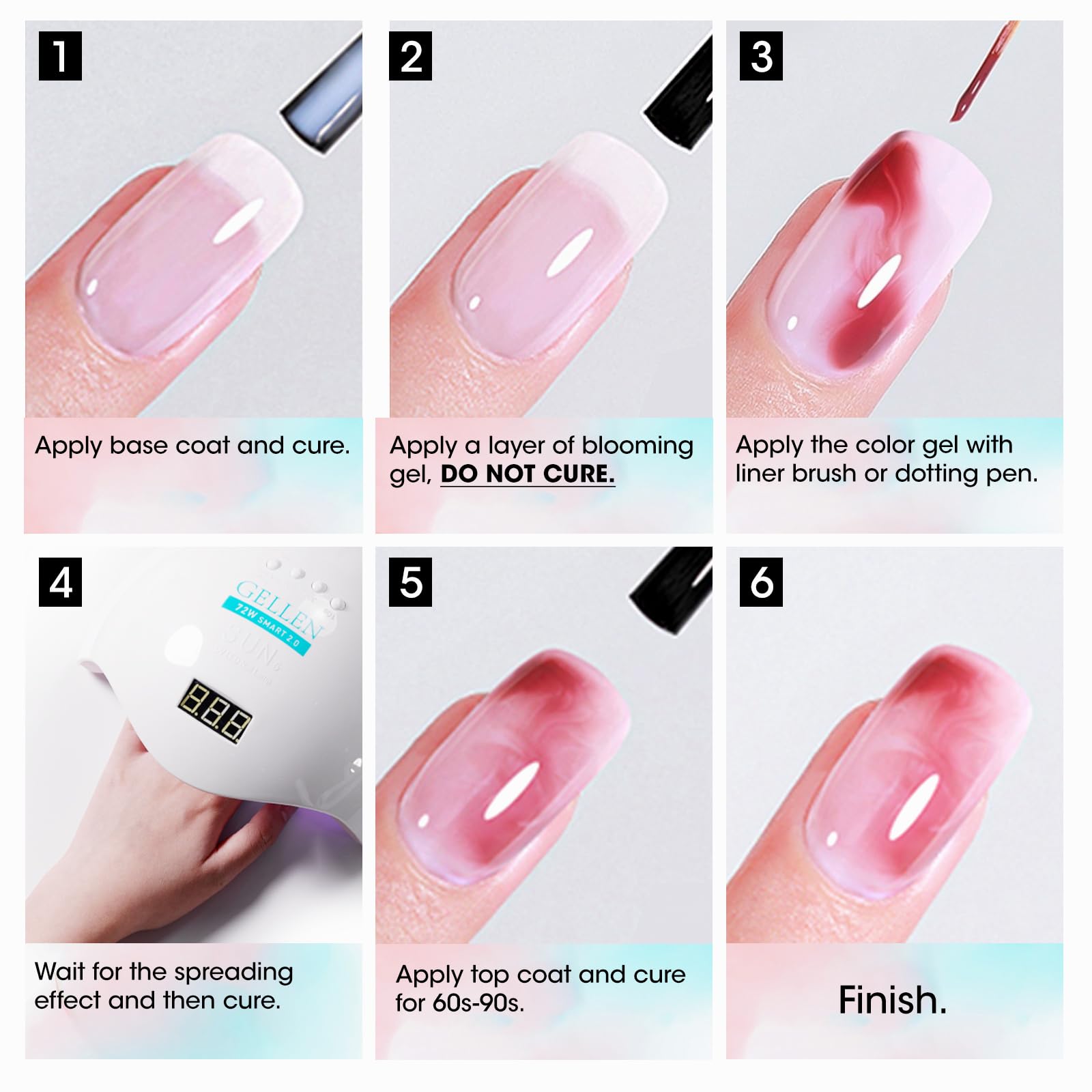 Foto 7 | Esmalte De Uñas En Gel Gellen Blooming, 18 Ml, Transparente Y Resistente A Los Rayos Uv - Venta Internacional.