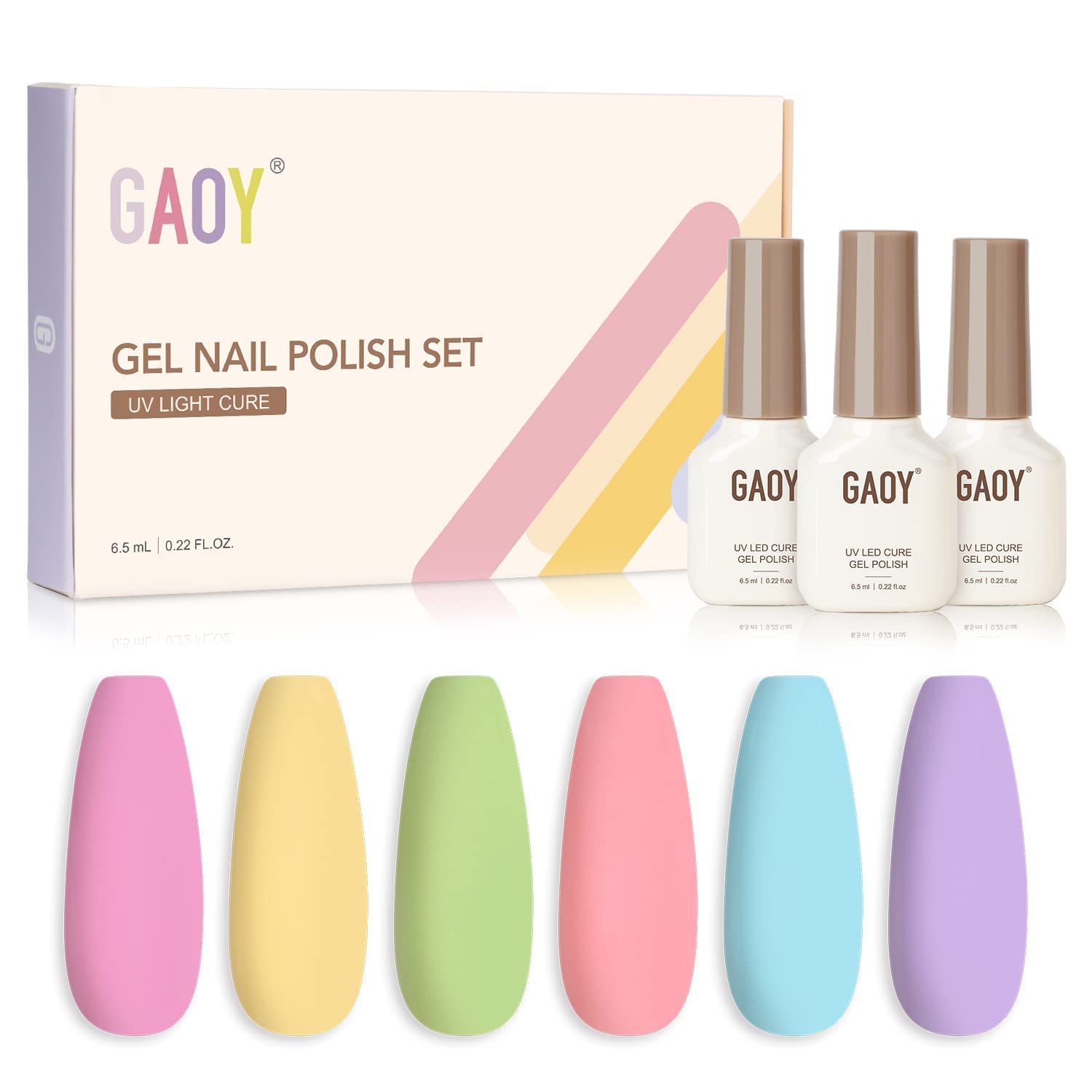 Set De Esmaltes De Uñas En Gel Gaoy Pastel, 6 Colores, 6,5 Ml, Para Salón, Bricolaje - Venta Internacional.