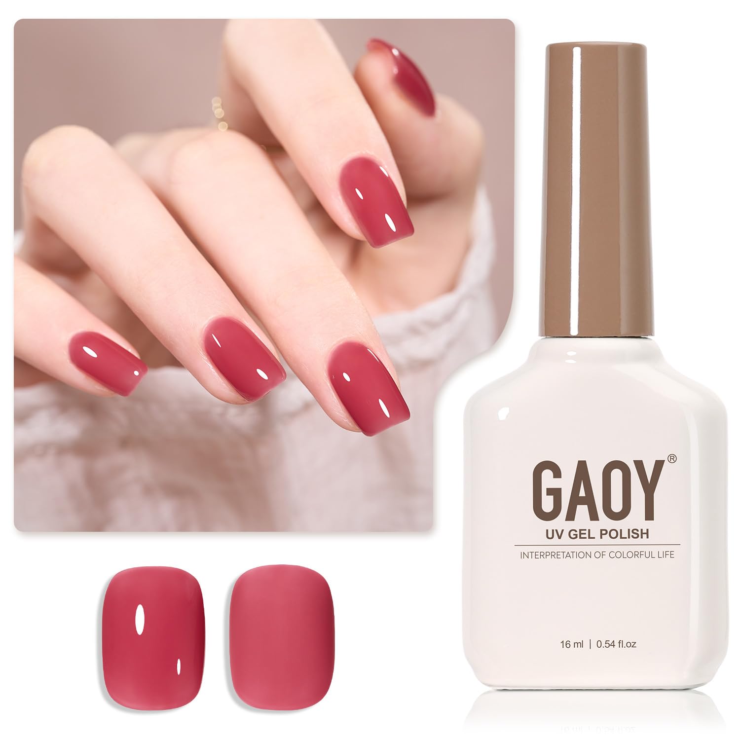 Foto 2 pulgar | Esmalte De Uñas En Gel Gaoy Jelly Nude Sheer Pink 16 Ml Blushing Red - Venta Internacional.