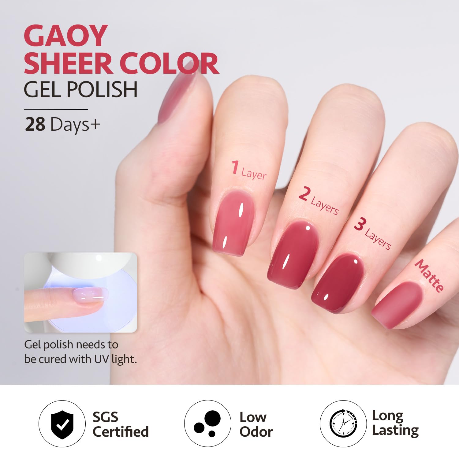 Foto 6 pulgar | Esmalte De Uñas En Gel Gaoy Jelly Nude Sheer Pink 16 Ml Blushing Red - Venta Internacional.