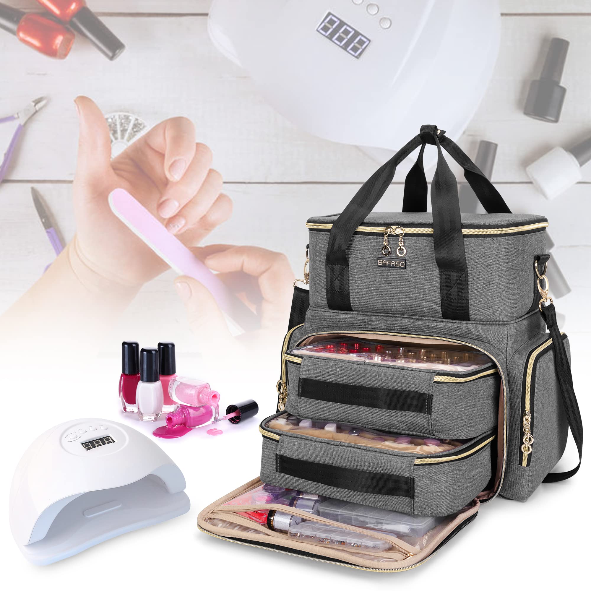 Foto 8 pulgar | Organizador De Esmalte De Uñas Bafaso De Doble Capa Con Capacidad Para 70 Botellas - Venta Internacional.