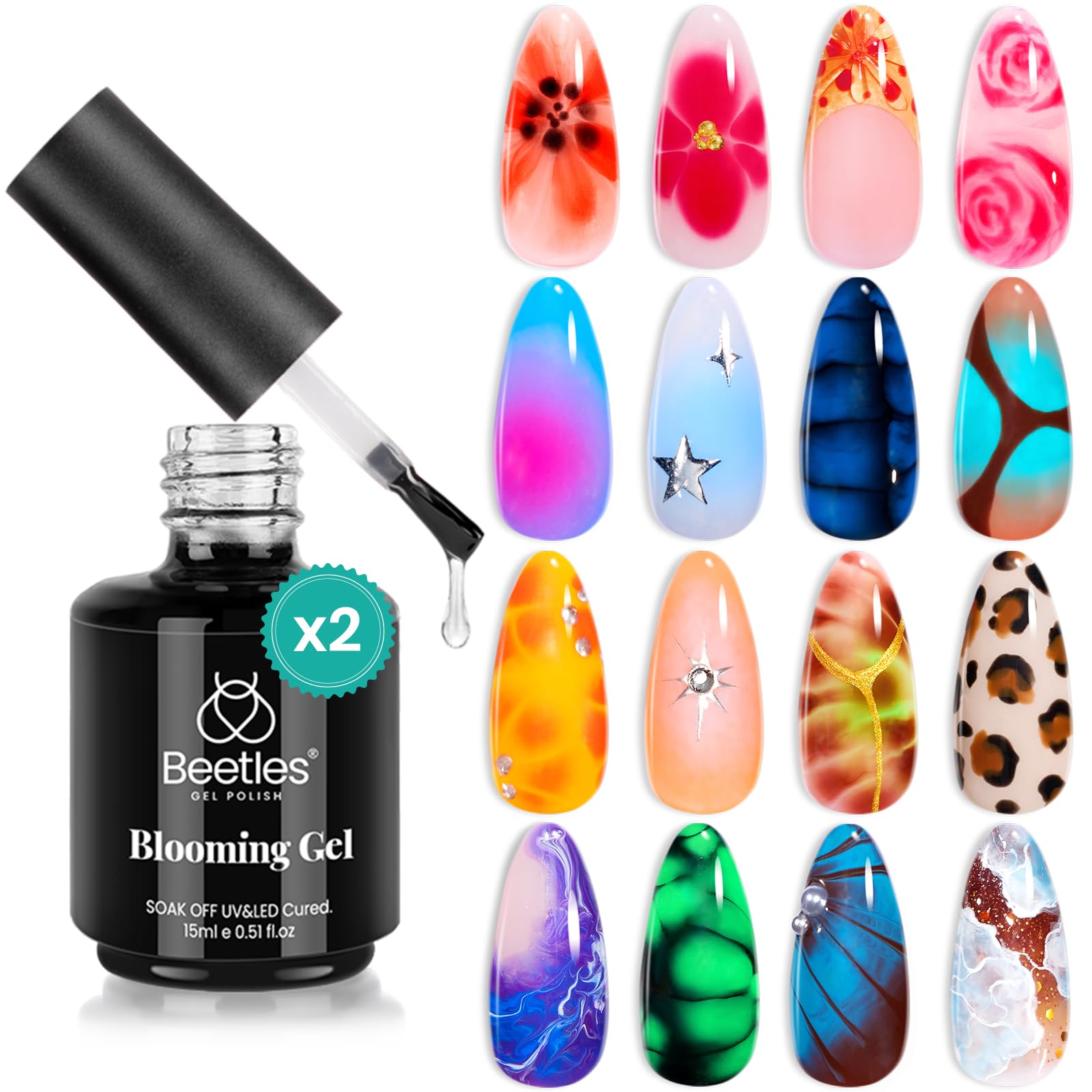 Gel Con Forma De Escarabajos Que Florecen En Las Uñas, 2 Unidades, 15 Ml, Uv Y Led, Se Remojan - Venta Internacional.
