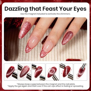 Foto 3 | Esmalte De Uñas Beetles Red Cat Eye Gel De 15 Ml Con Purpurina Magnética - Venta Internacional.
