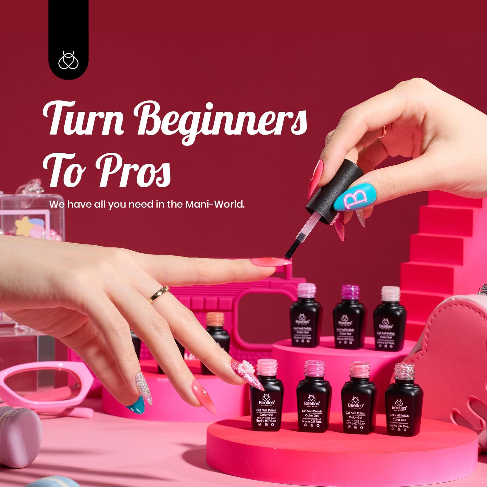 Foto 6 | Set De Esmaltes En Gel Beetles Pink, 20 Colores, Rosa Intenso, Seductor - Venta Internacional.