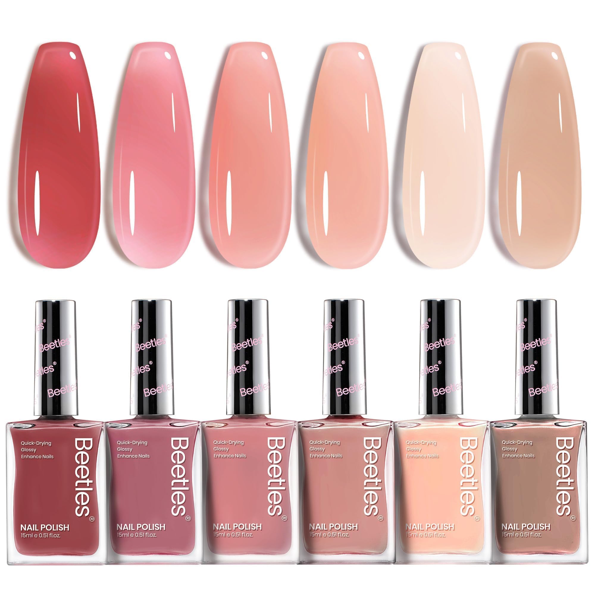 Set De Esmaltes De Uñas Beetles Jelly P186, 6 Colores, 15 Ml - Venta Internacional.