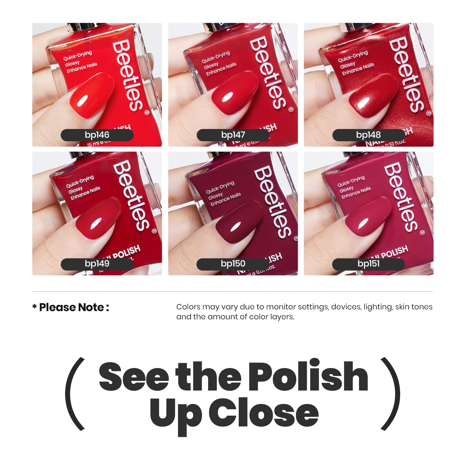 Foto 7 pulgar | Set De Esmaltes De Uñas Beetles Blazing Rose, 15 Ml, 6 Colores, Para Mujer - Venta Internacional.