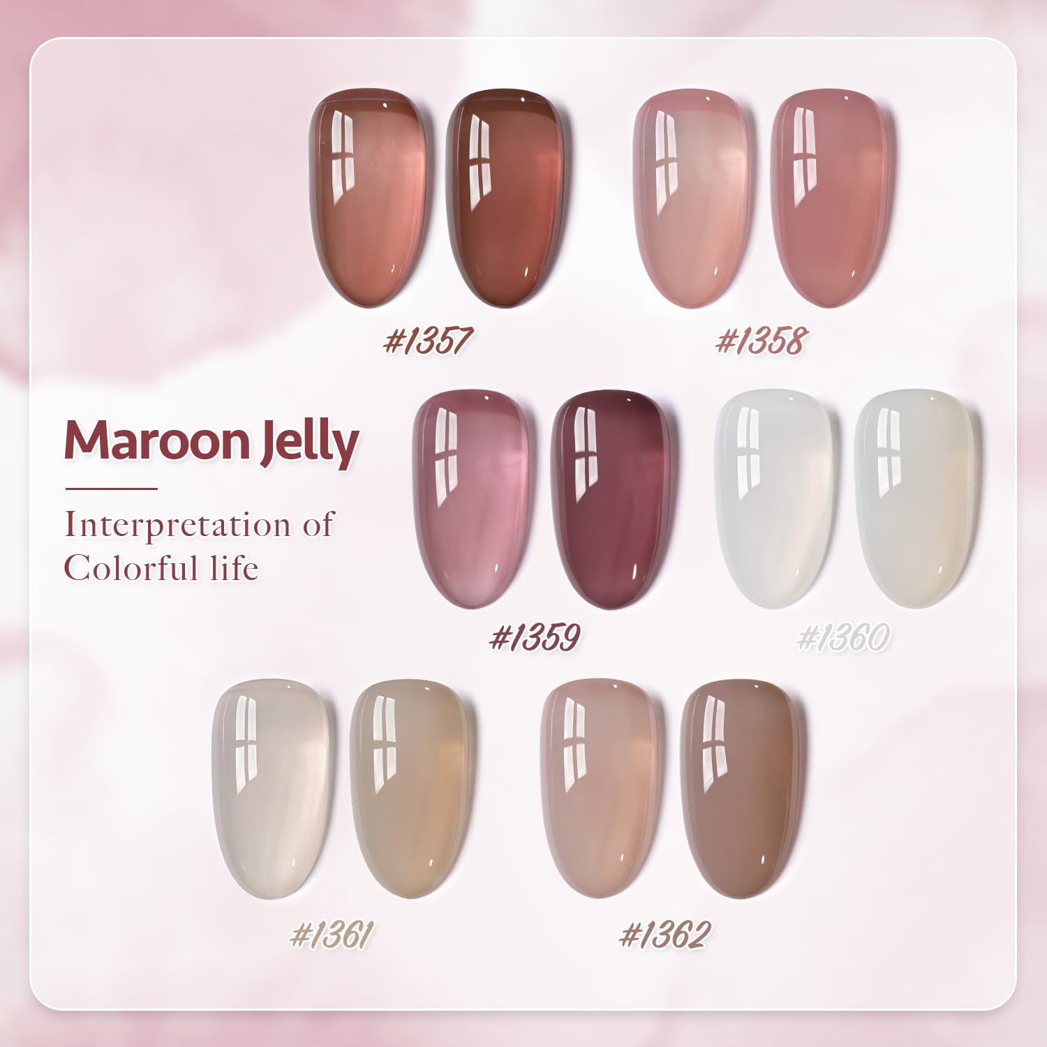 Foto 7 pulgar | Set De Esmaltes De Uñas En Gel Gaoy Jelly Brown White, 6 Colores, 7,3 Ml - Venta Internacional.
