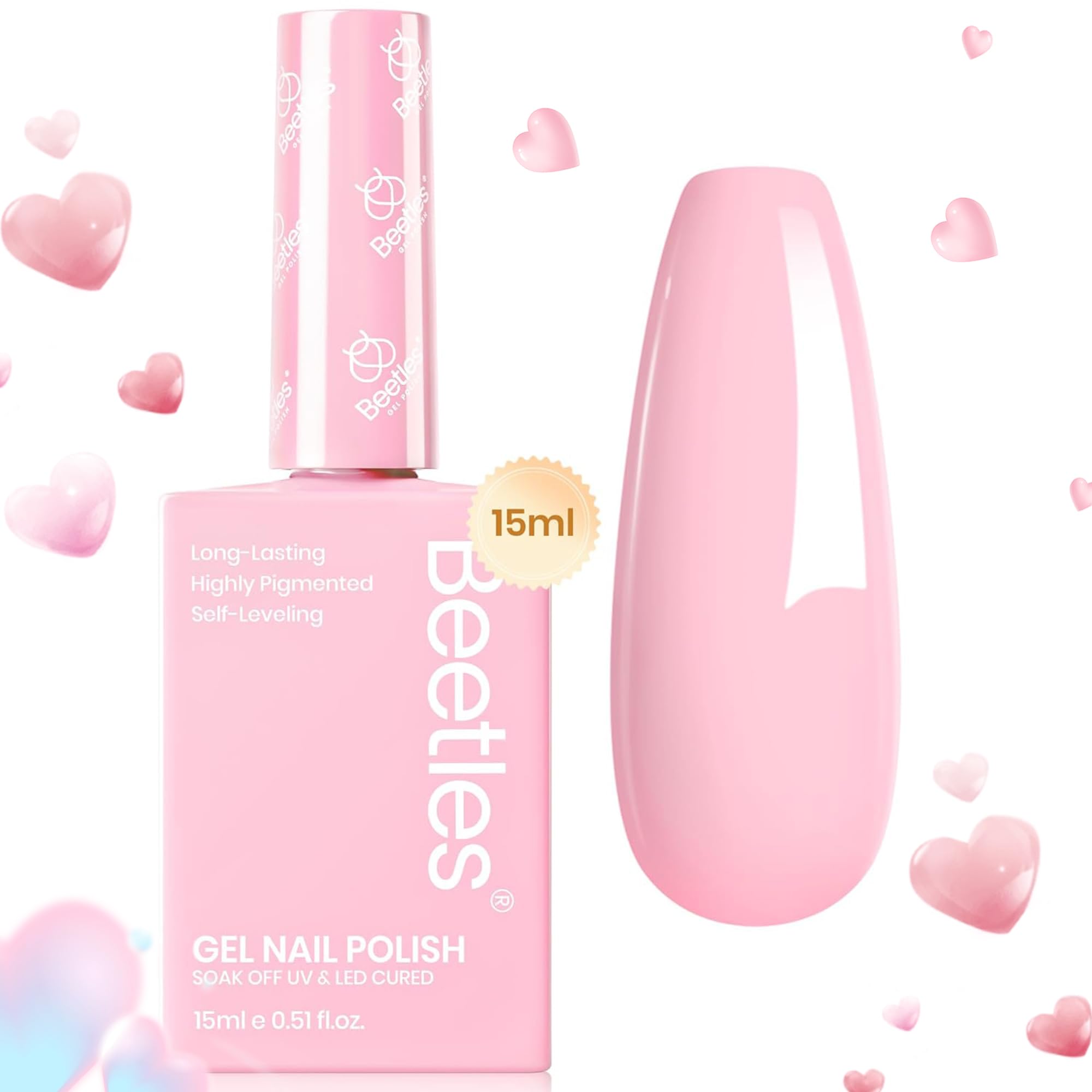 Esmalte De Uñas Con Forma De Escarabajos En Gel Rosa, 15 Ml, Fairy Floss - Venta Internacional.