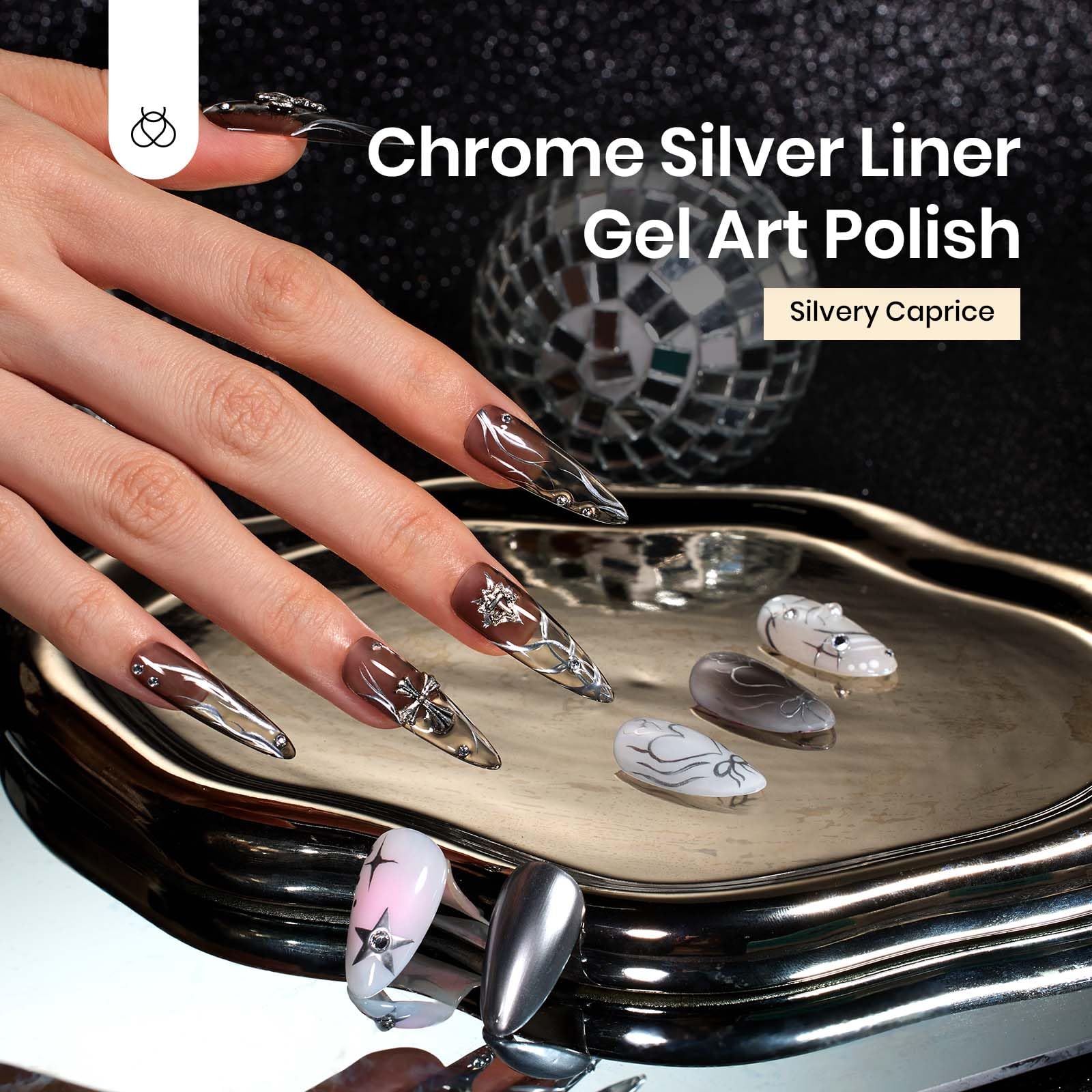 Foto 3 pulgar | Esmalte De Uñas En Gel Beetles Metallic Silver Liner, 7 Ml - Venta Internacional.