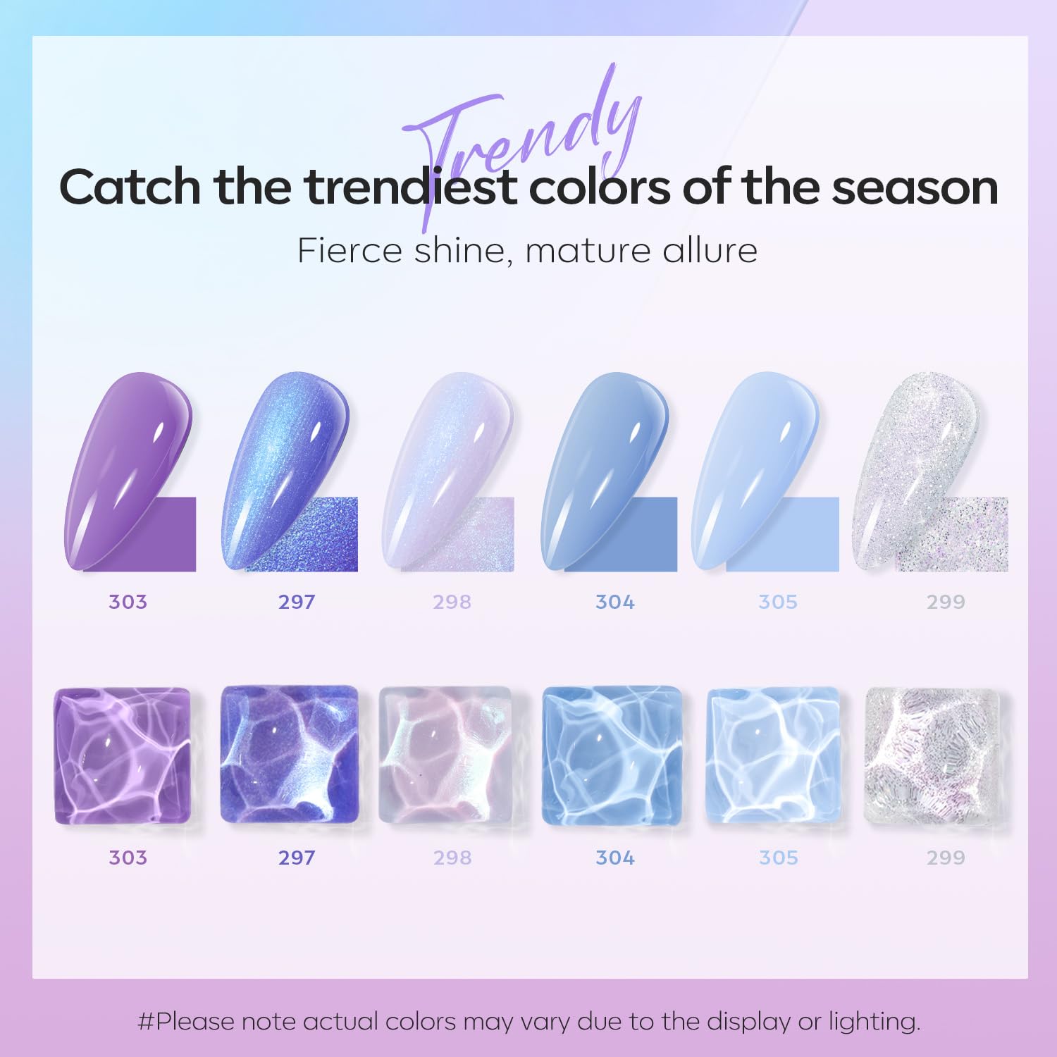Foto 5 pulgar | Set De Esmaltes De Uñas Modelones 6 Colores Baby Blue Purple Shimmer - Venta Internacional.