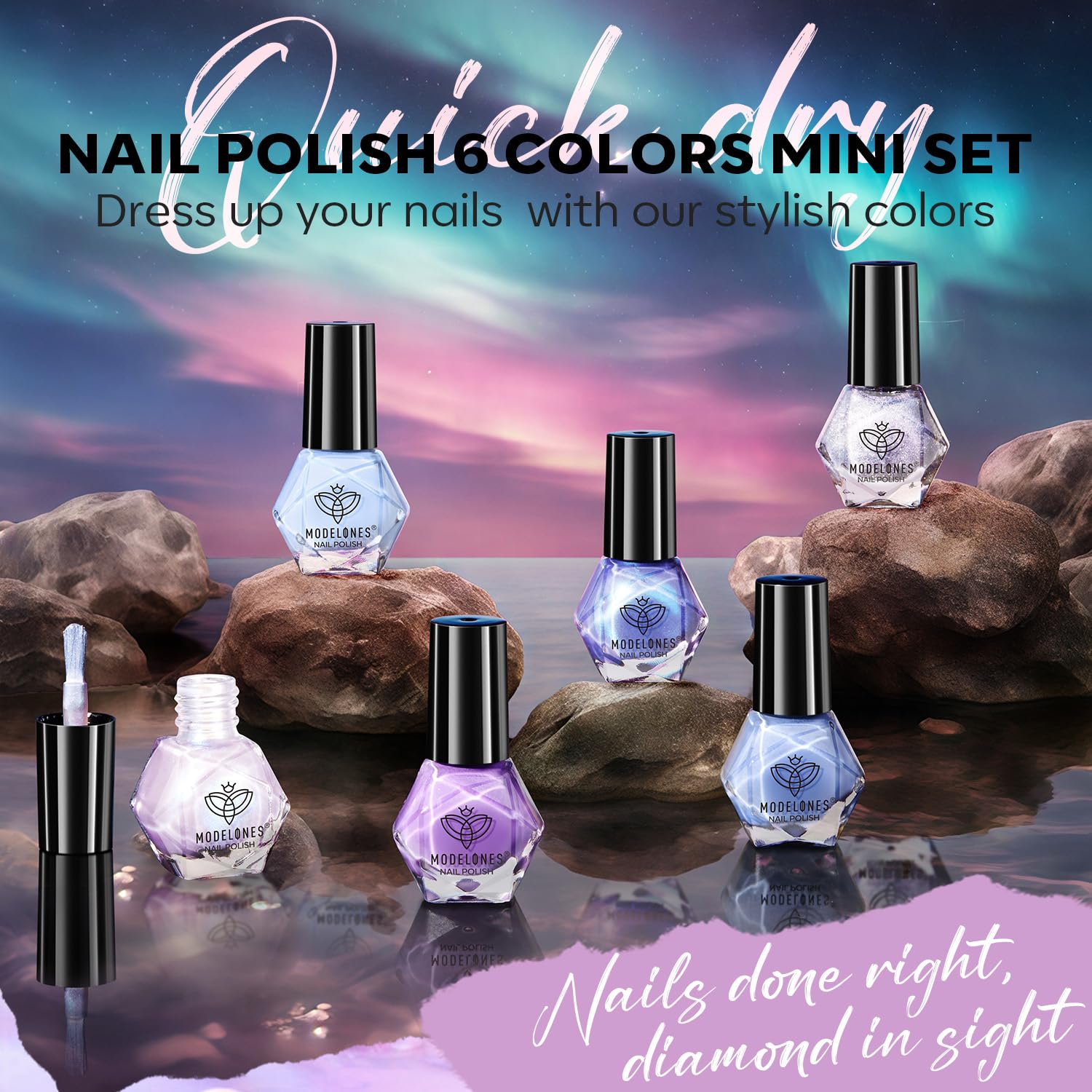 Foto 8 pulgar | Set De Esmaltes De Uñas Modelones 6 Colores Baby Blue Purple Shimmer - Venta Internacional.