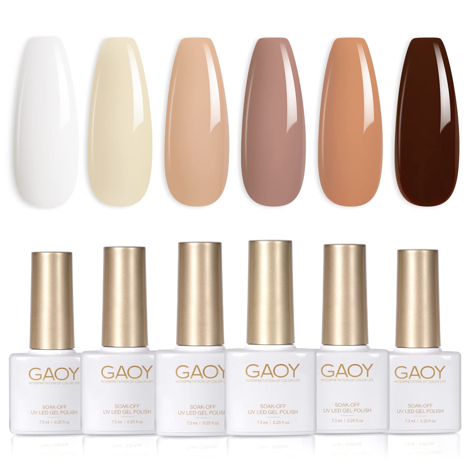 Set De Esmaltes En Gel Gaoy Nude Brown, 6 Colores, 7,3 Ml, Soak Off Uv - Venta Internacional.