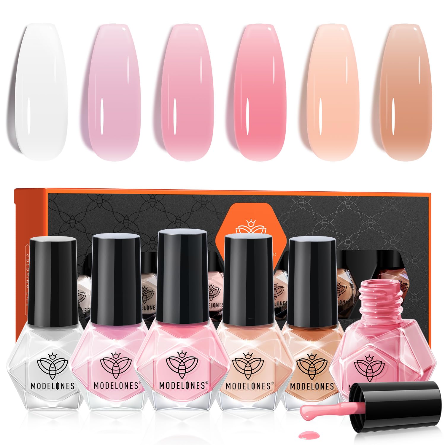 Set De Esmaltes De Uñas Modelones Jelly 6 Colors Sheer Nude Pink - Venta Internacional.