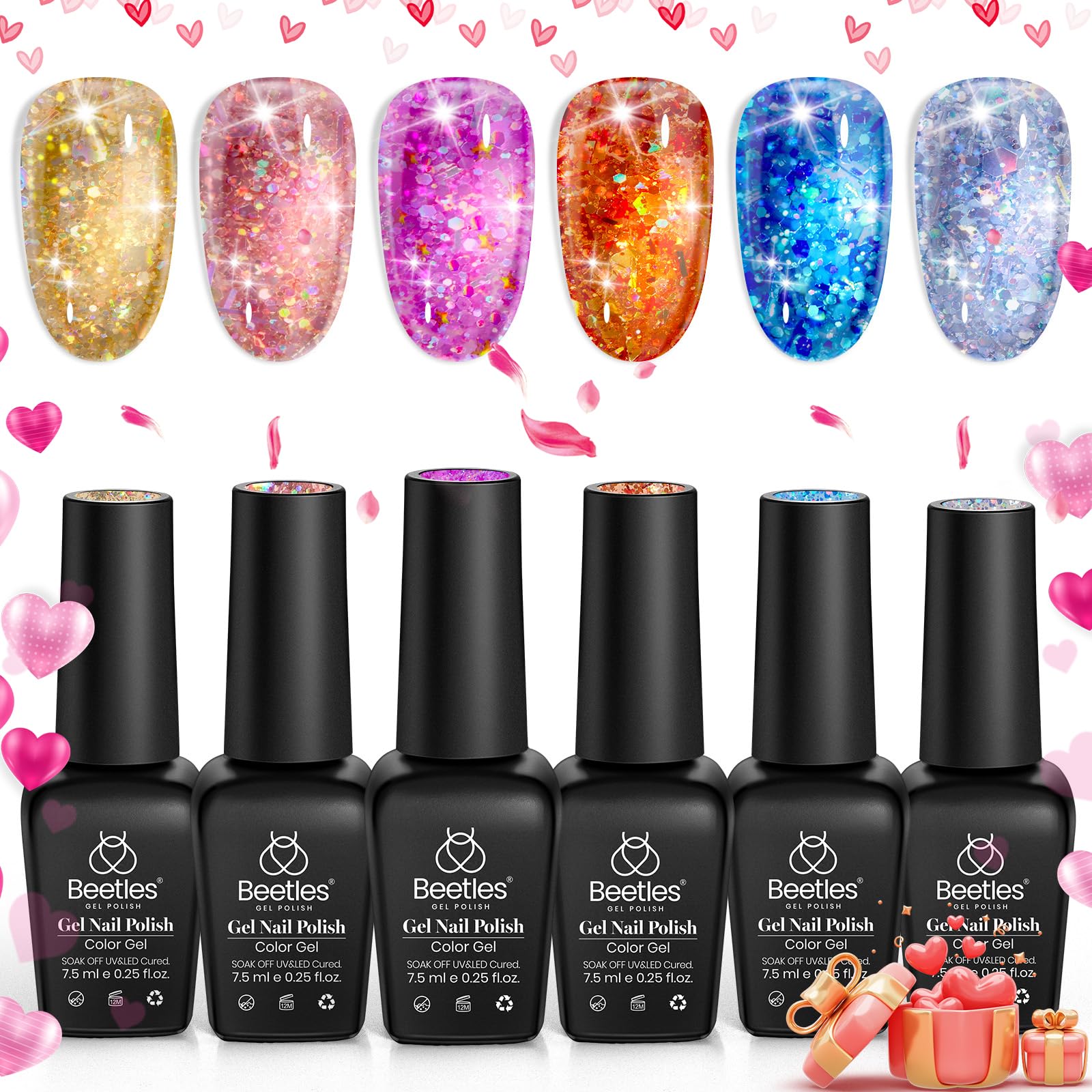 Foto 2 pulgar | Esmalte De Uñas Beetles Gel Glitter Gel, 6 Colores, Lámpara Uv/led - Venta Internacional.