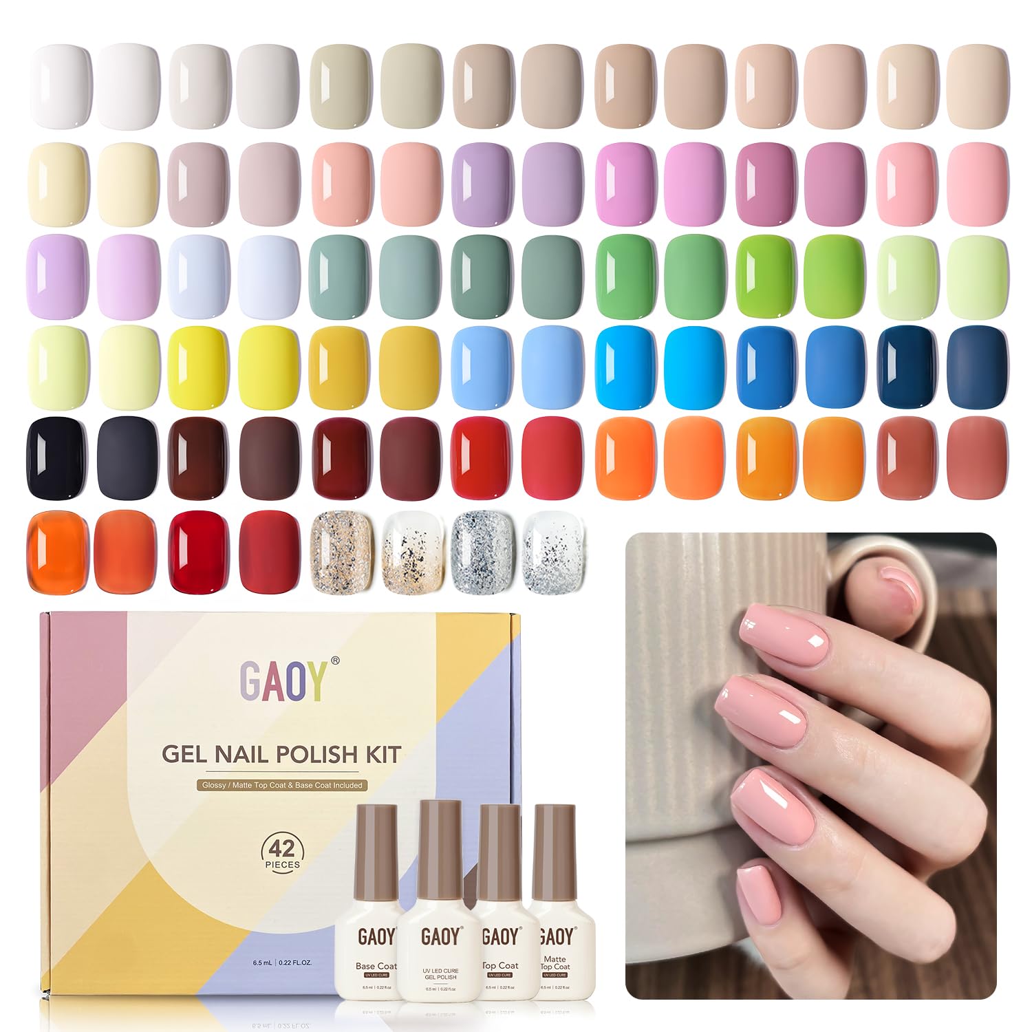 Foto 1 | Kit De Esmaltes De Uñas En Gel Gaoy, 42 Unidades, Rojo, Verde Y Azul Para Todas Las Estaciones - Venta Internacional.