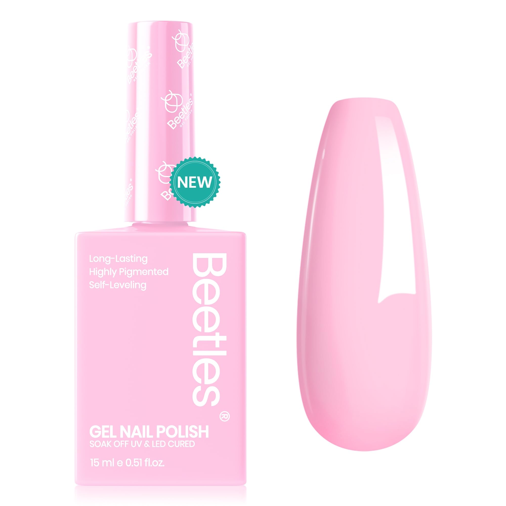 Esmalte De Uñas En Gel Beetles Pink, 15 Ml, Con Efecto Uv O Led, De Alto Brillo - Venta Internacional.