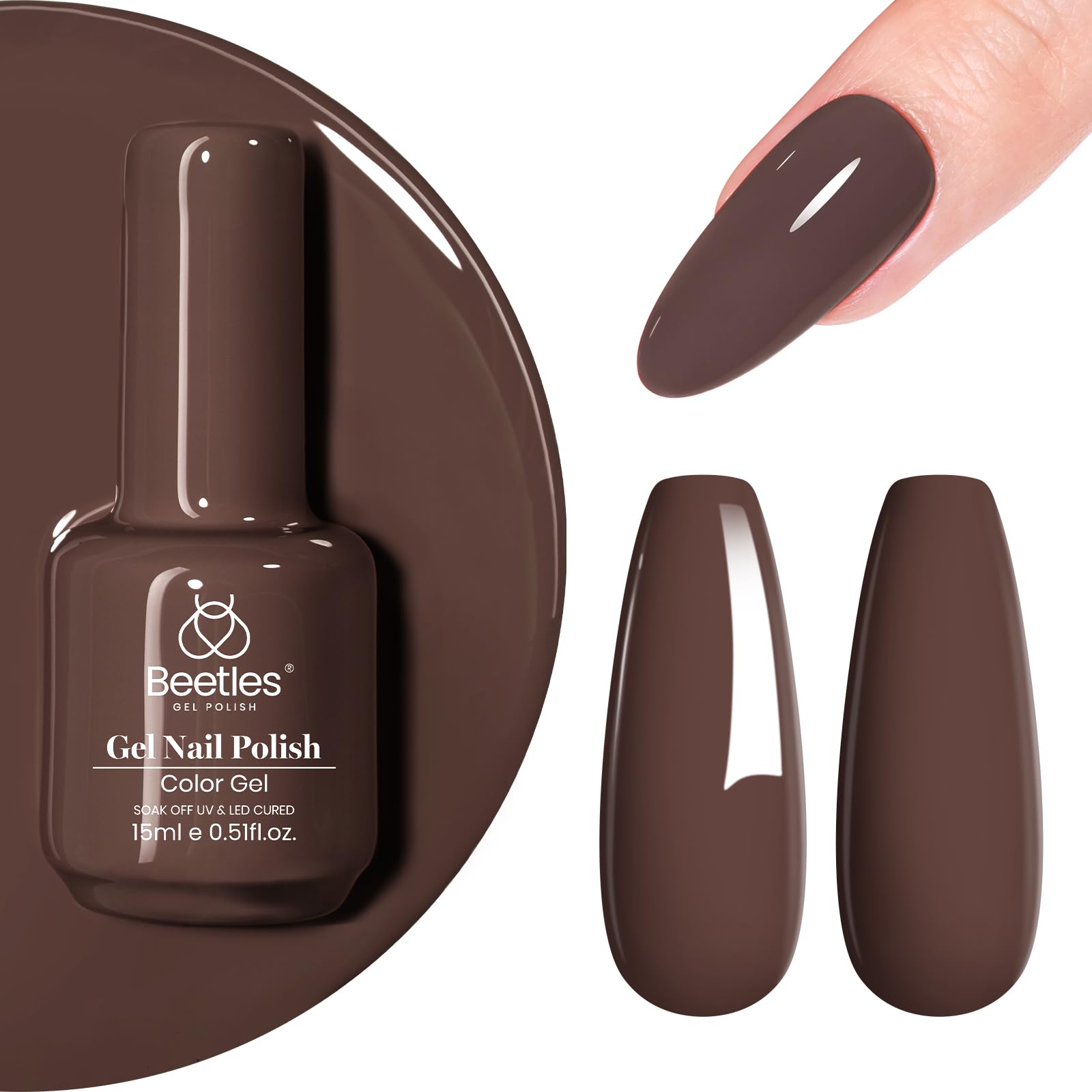 Esmalte De Uñas Beetles, Esmalte En Gel, Marrón Y Gris, 15 Ml - Venta Internacional.