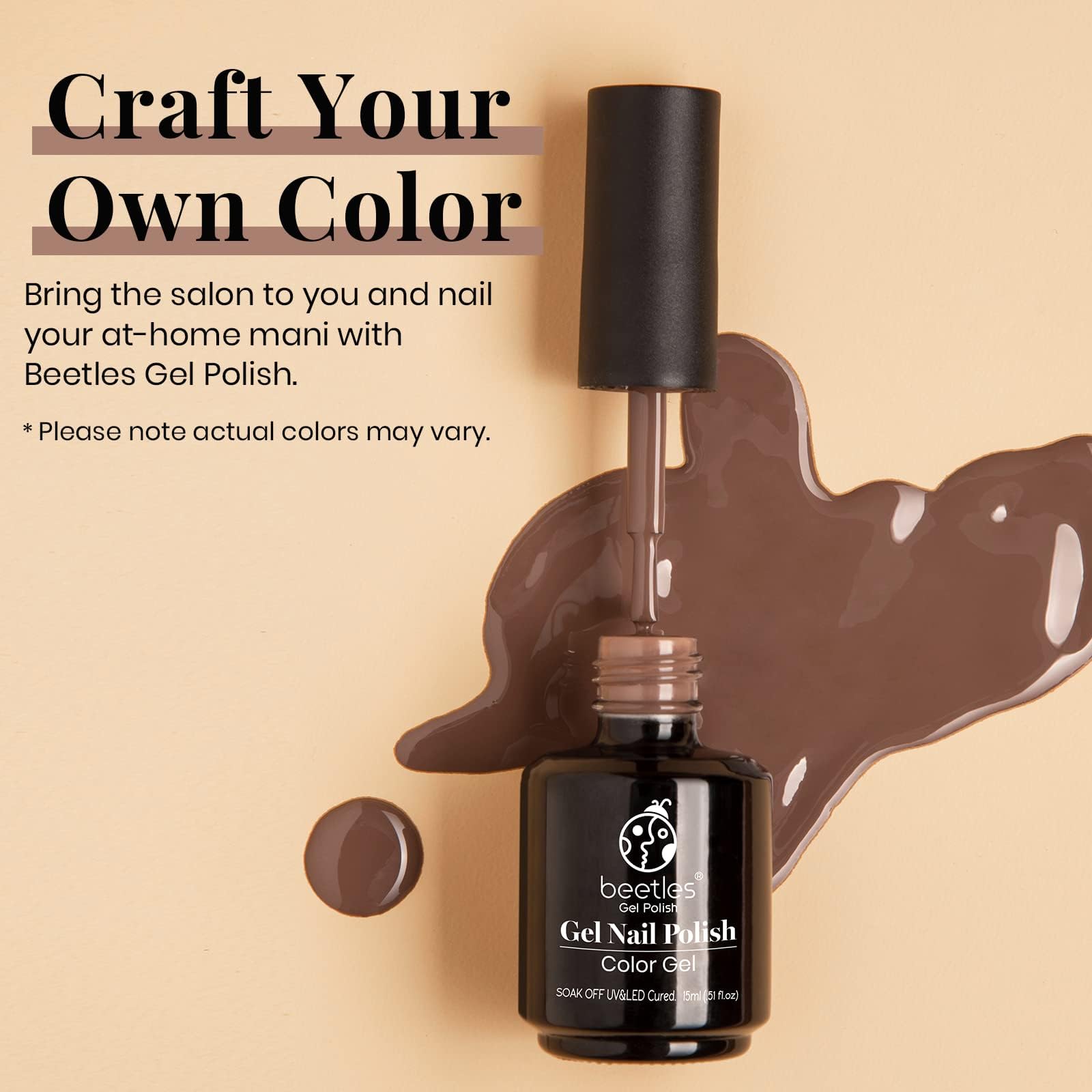 Foto 4 pulgar | Esmalte De Uñas Beetles, Esmalte En Gel, Marrón Y Gris, 15 Ml - Venta Internacional.