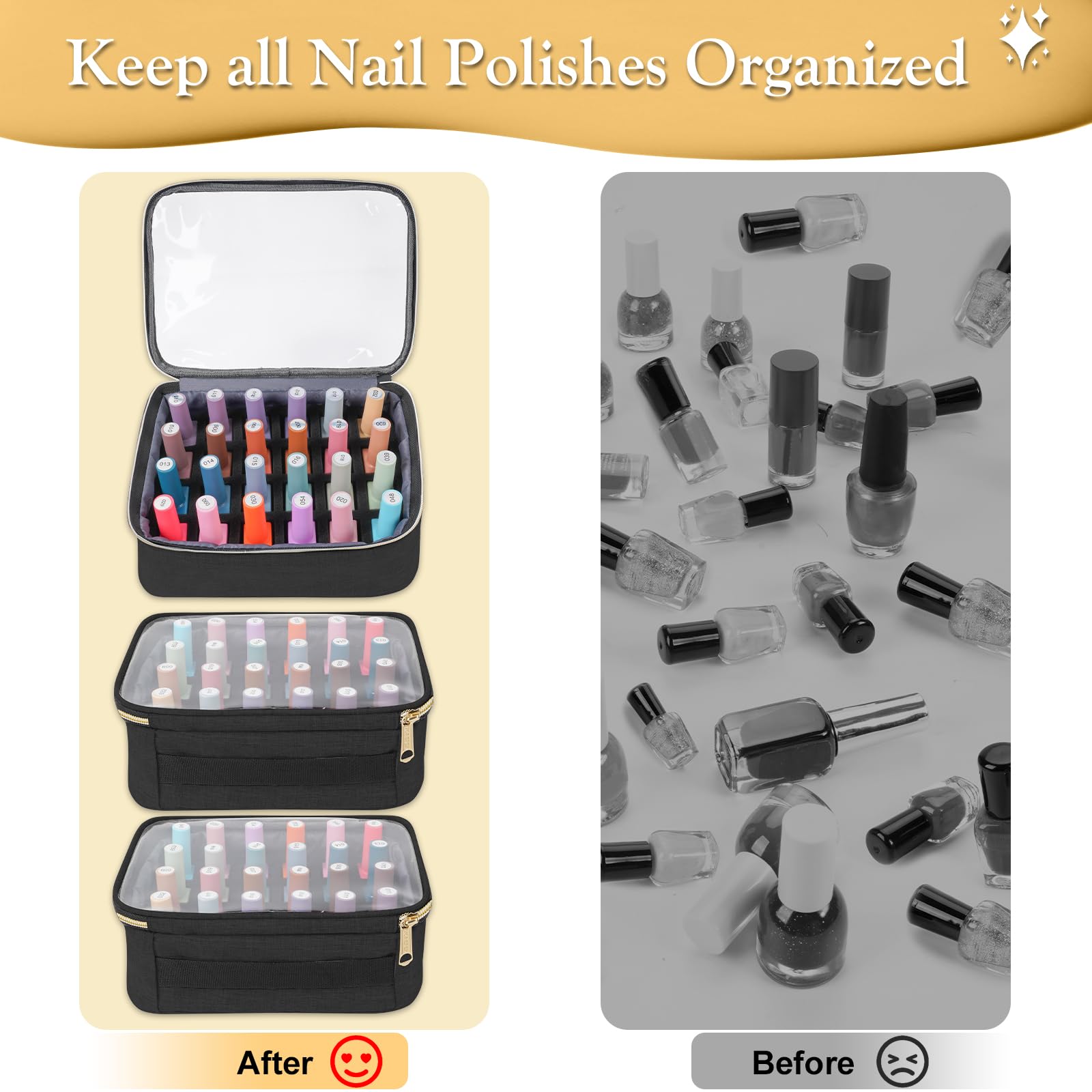 Foto 6 | El Organizador De Esmaltes De Uñas Yorepek Tiene Capacidad Para 72 Botellas (15 Ml) Con Bolsas - Venta Internacional.