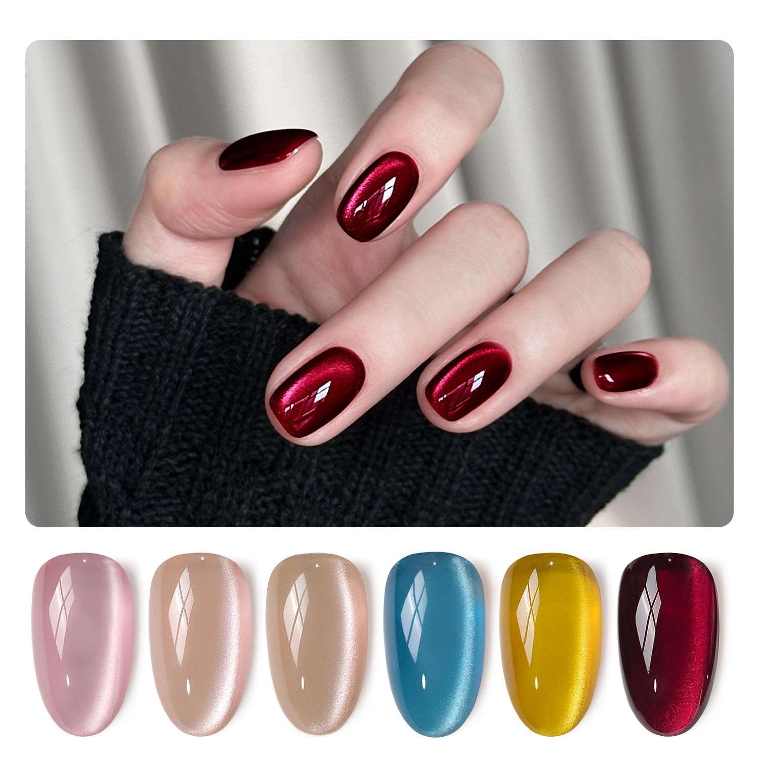 Foto 2 pulgar | Set De Esmaltes De Uñas Gaoy Dream World Glitter Red Cat Eye Gel - Venta Internacional.