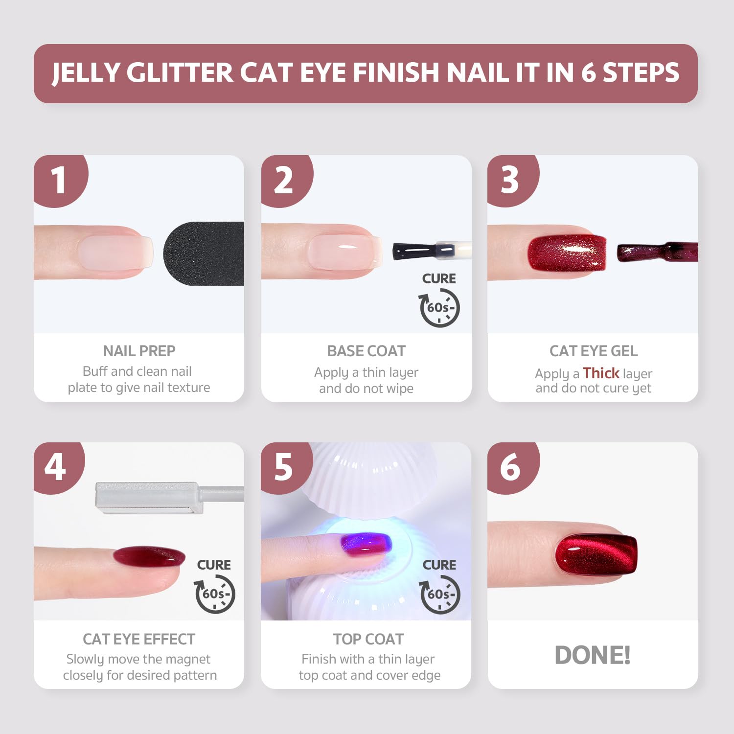 Foto 7 pulgar | Set De Esmaltes De Uñas Gaoy Dream World Glitter Red Cat Eye Gel - Venta Internacional.
