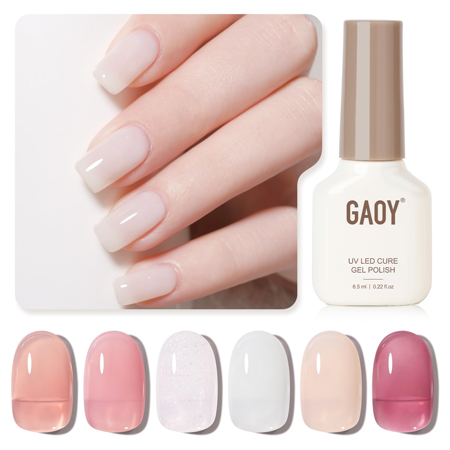 Foto 2 pulgar | Set De Esmaltes De Uñas En Gel Gaoy Jelly Nude Pink, 6 Colores, 6,5 Ml - Venta Internacional.