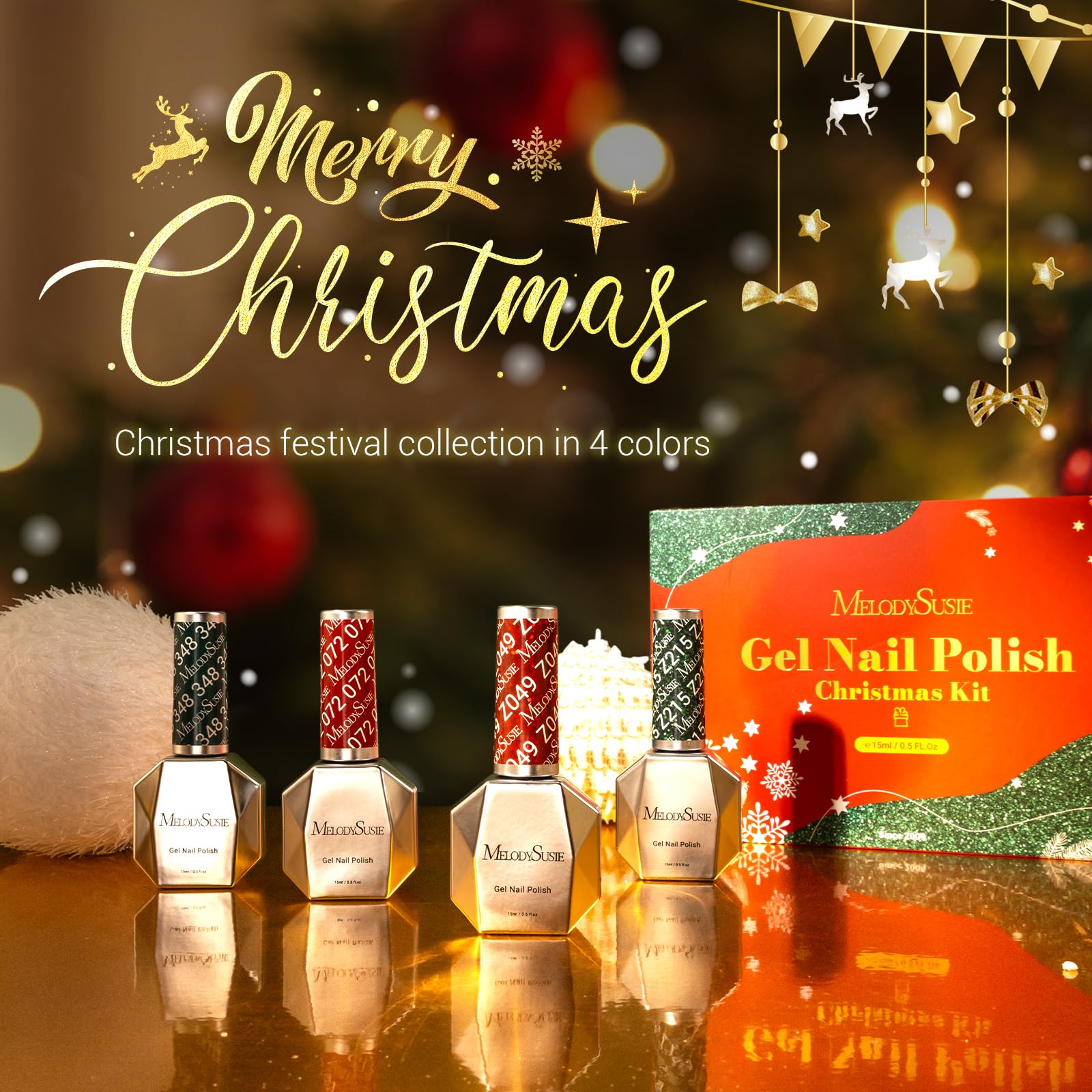 Foto 2 | Set De Esmaltes De Uñas En Gel Melodysusie Christmas, 15 Ml, 4 Colores - Venta Internacional.