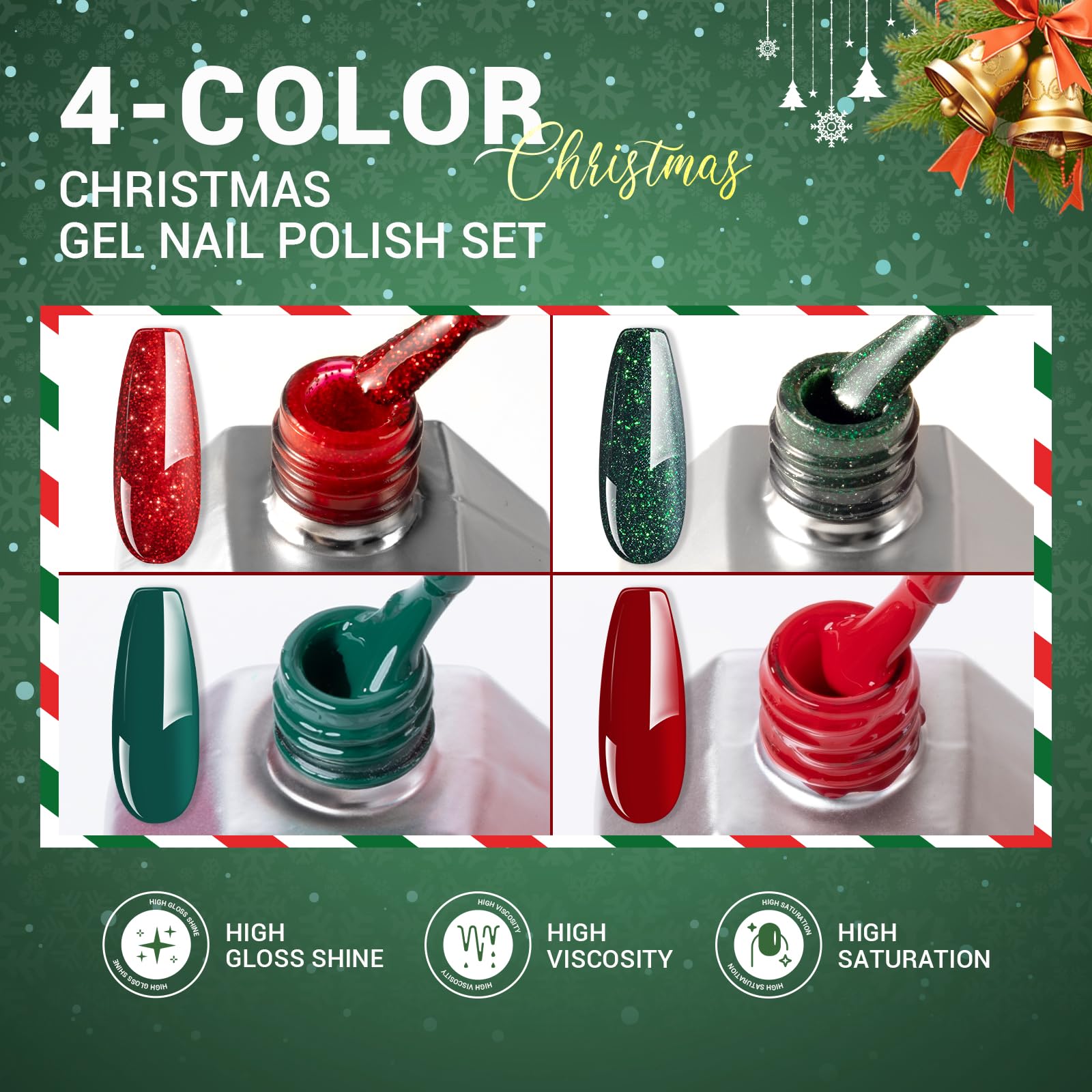 Foto 3 | Set De Esmaltes De Uñas En Gel Melodysusie Christmas, 15 Ml, 4 Colores - Venta Internacional.
