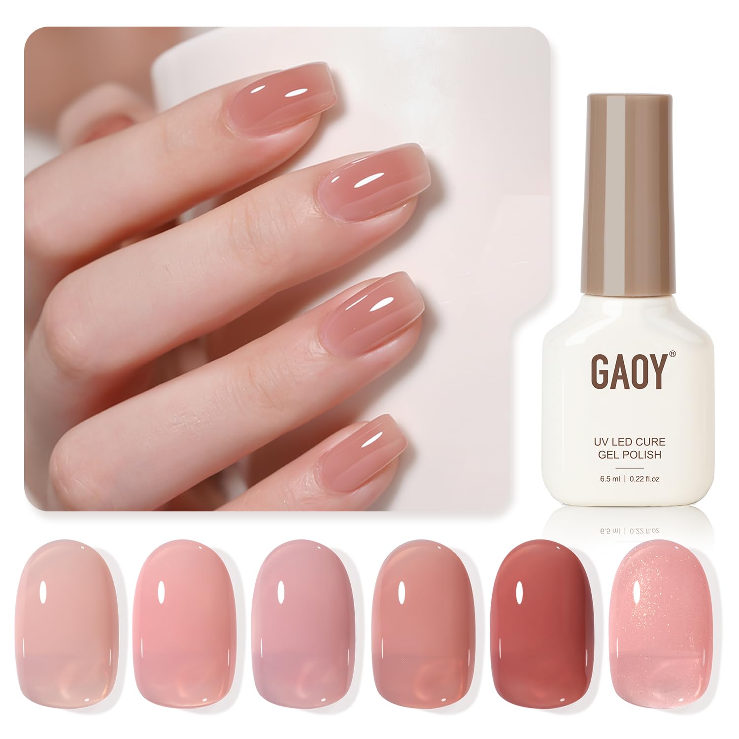 Foto 1 | Set De Esmaltes De Uñas Gaoy Nude Jelly Gel, 6 Colores, 6,5 Ml, Para Salón, Bricolaje - Venta Internacional.