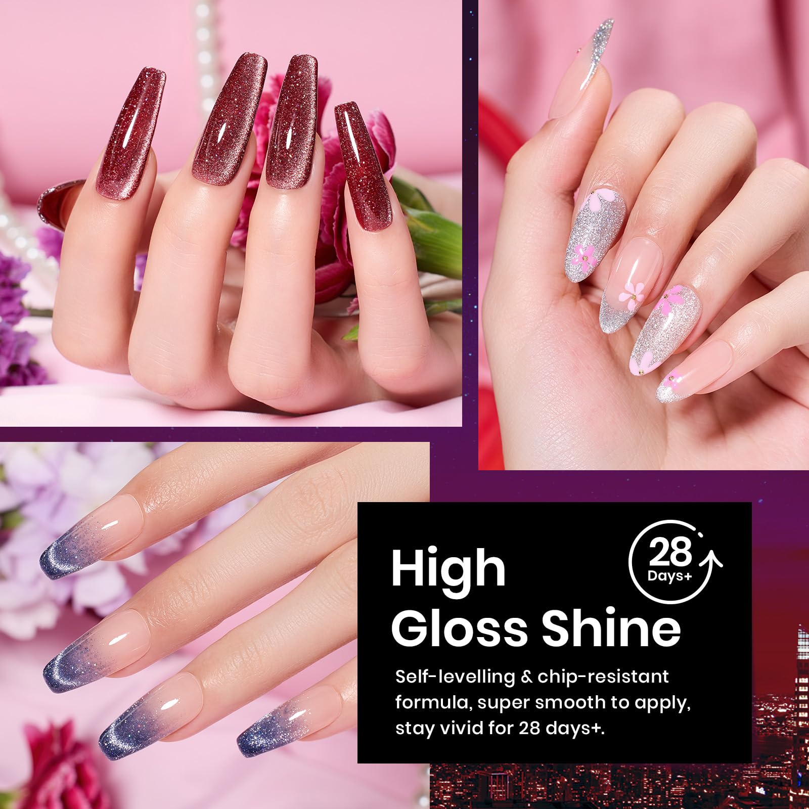 Foto 5 pulgar | Set De Esmaltes De Uñas Beetles Cat Eye Gel 6 Colores Con Purpurina - Venta Internacional.