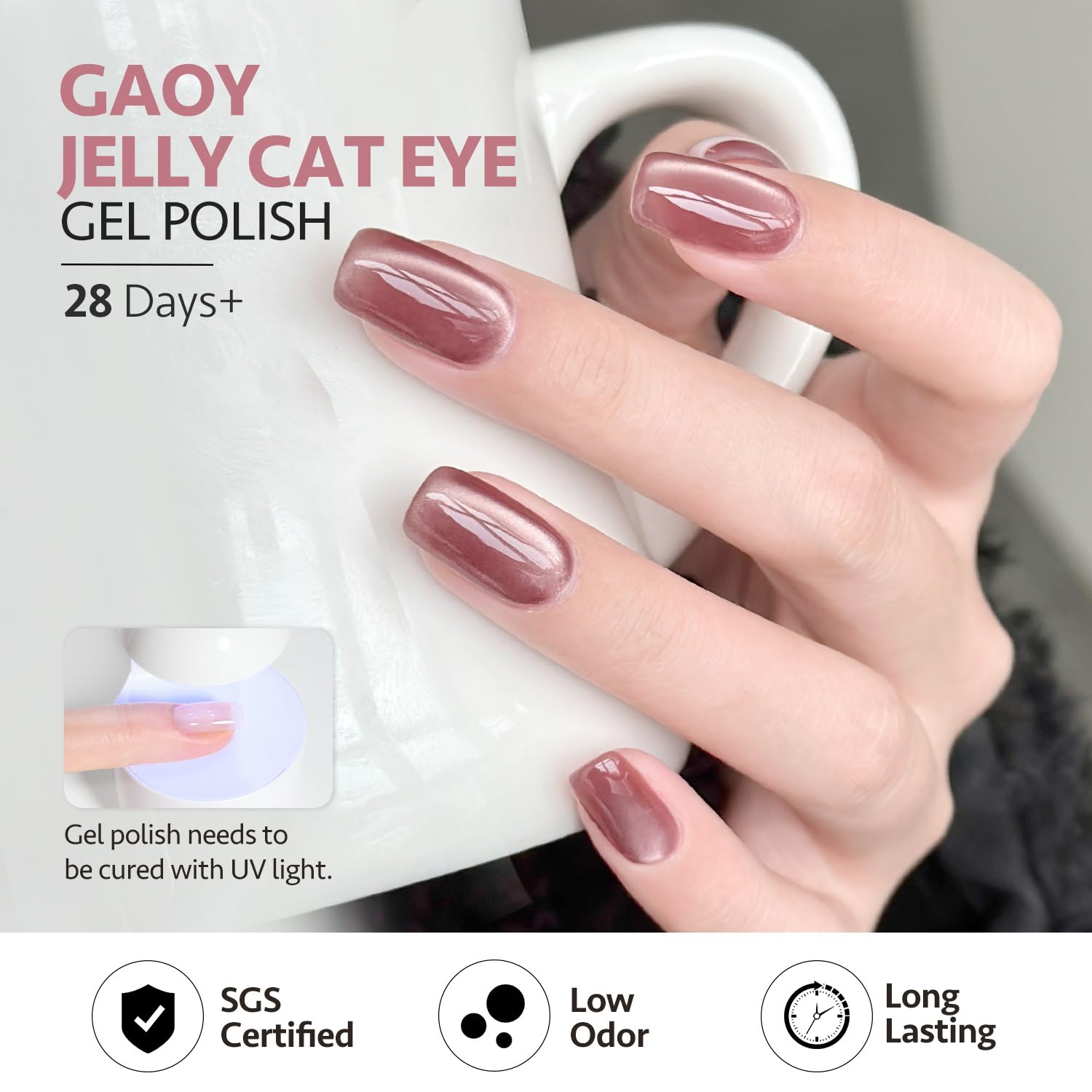 Foto 5 | Set De Esmaltes De Uñas Gaoy Jelly Pink Silver Cat Eye Con Imán - Venta Internacional.