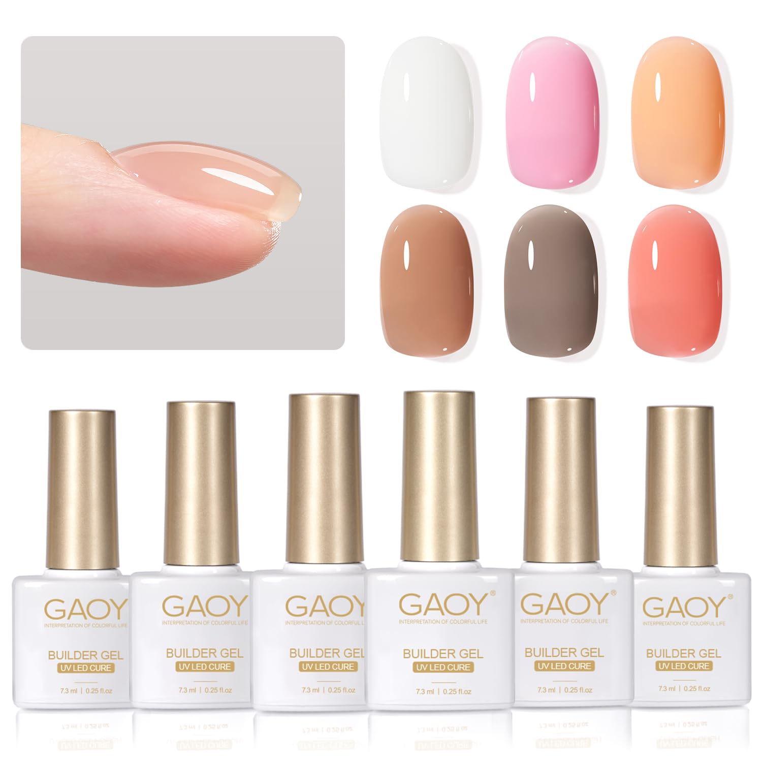Foto 1 | Set De Gel Constructor Gaoy Para Uñas, 6 Colores, 7,3 Ml, Vivid Nude - Venta Internacional.